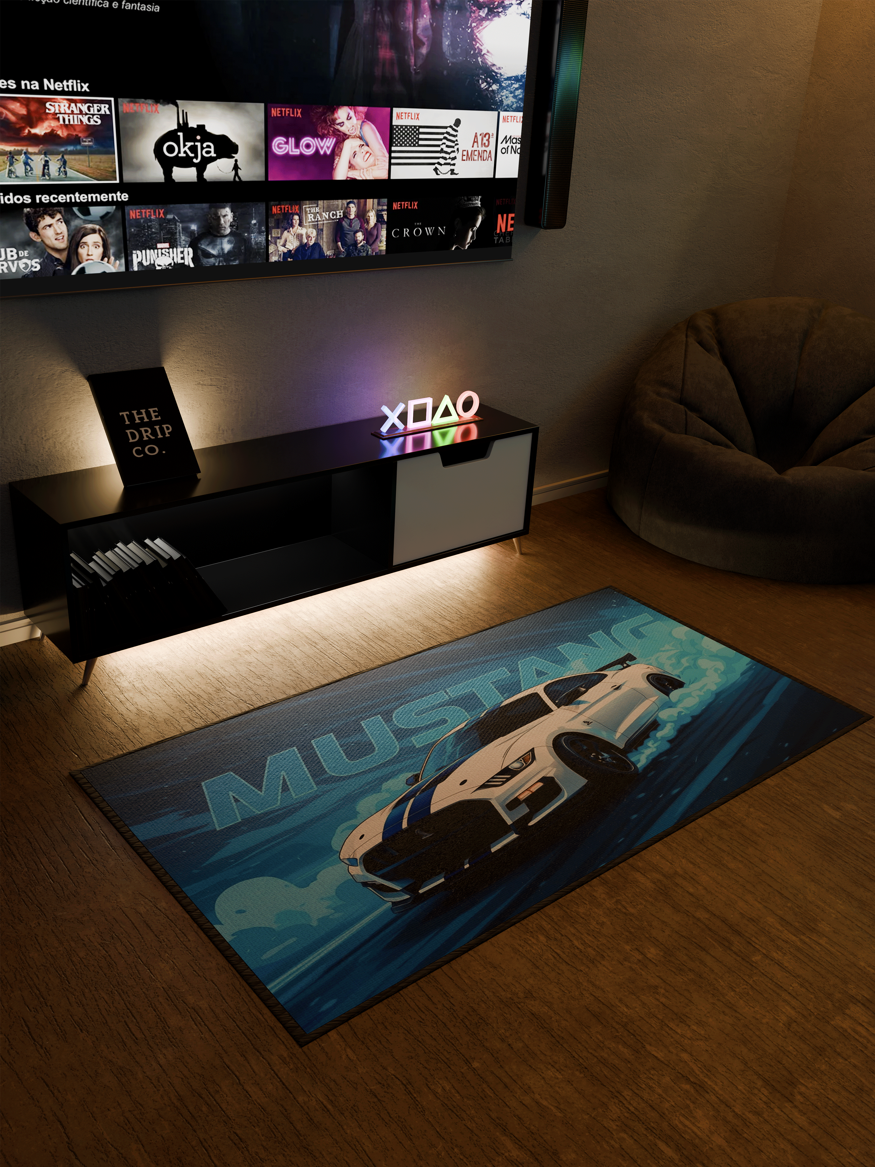 Mustang car Washable Custom Rug