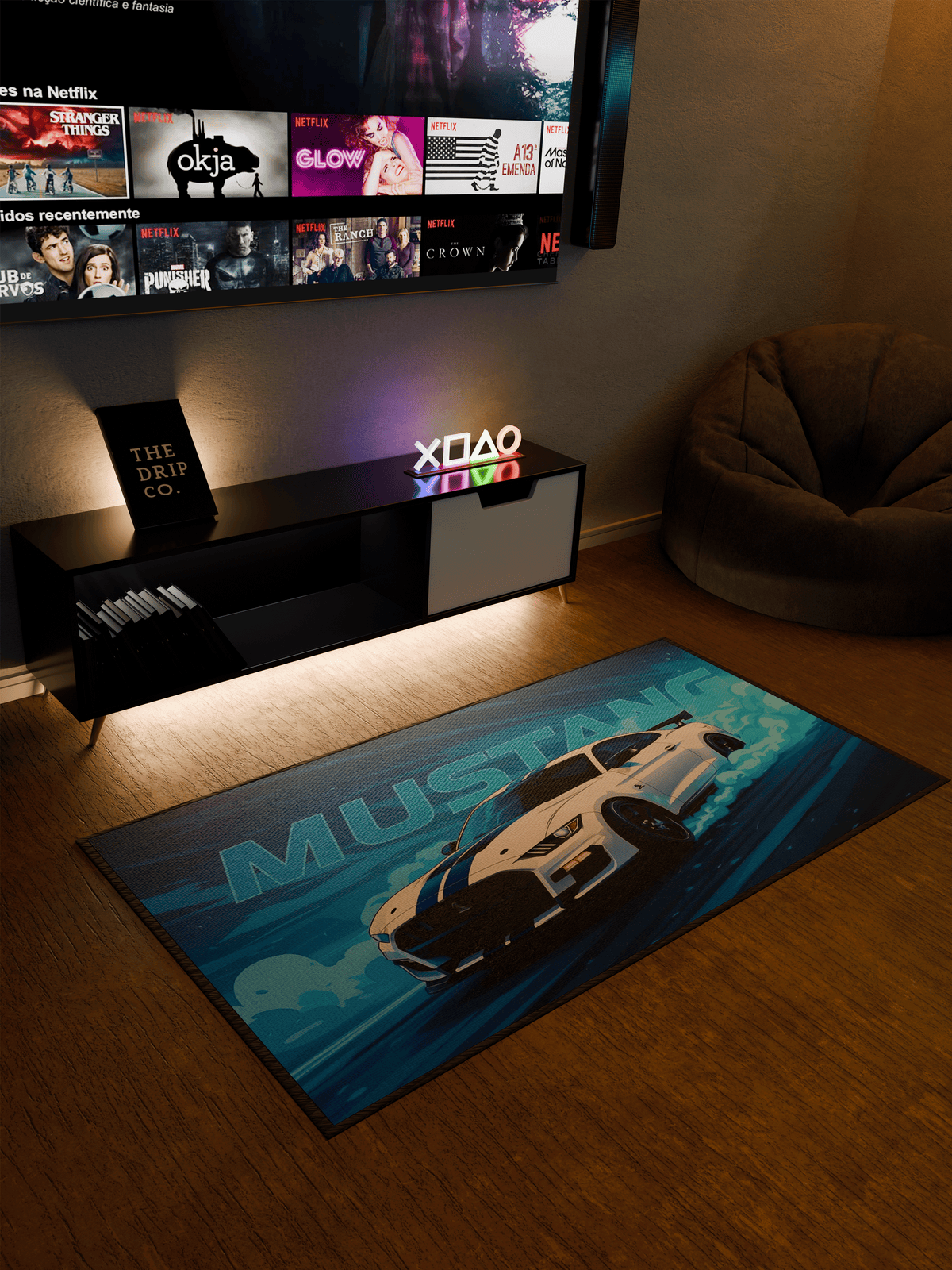 Mustang car Washable Custom Rug