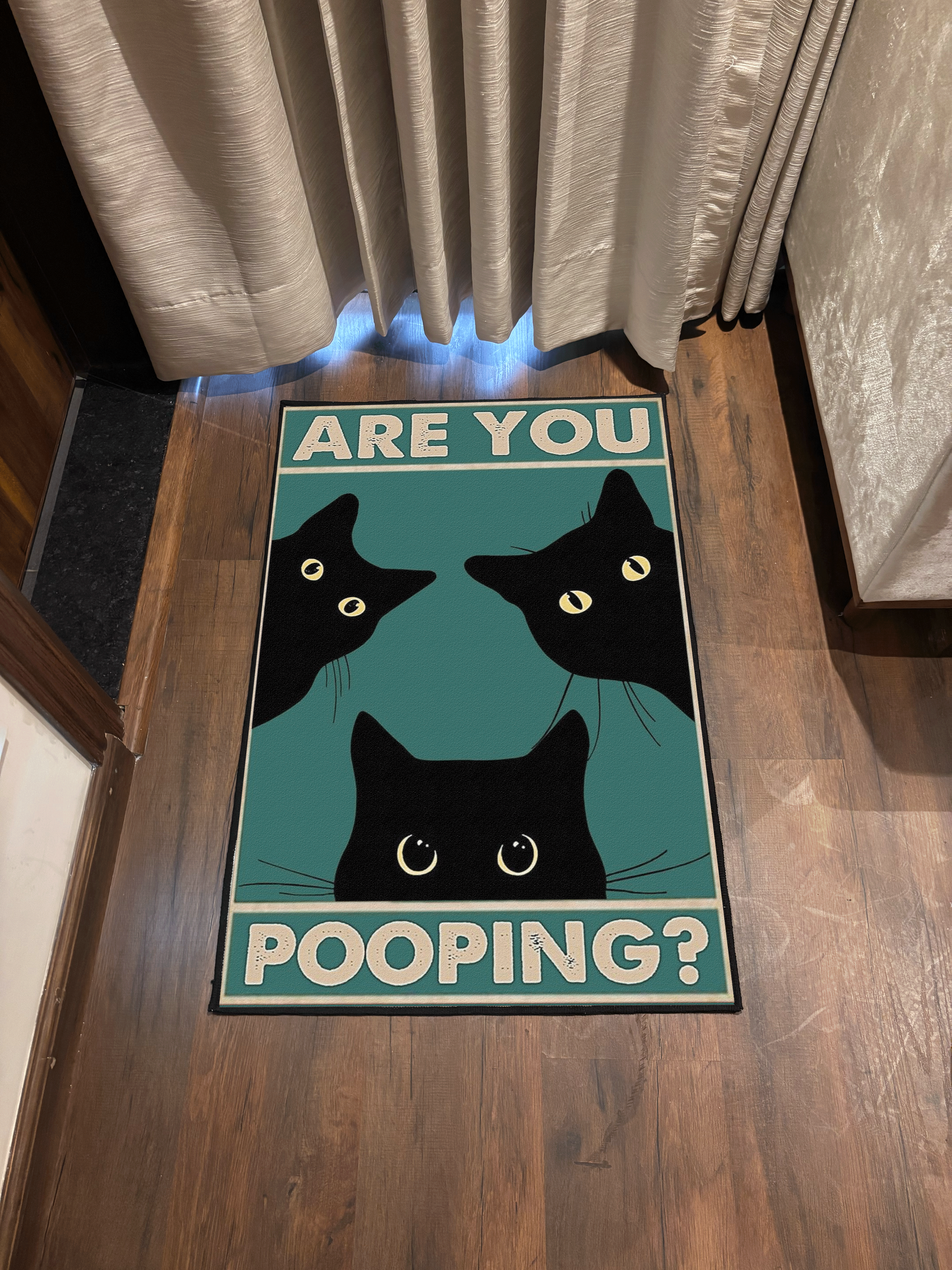 Cat Pooping Door Washable Custom Rug by the Drip Co.
