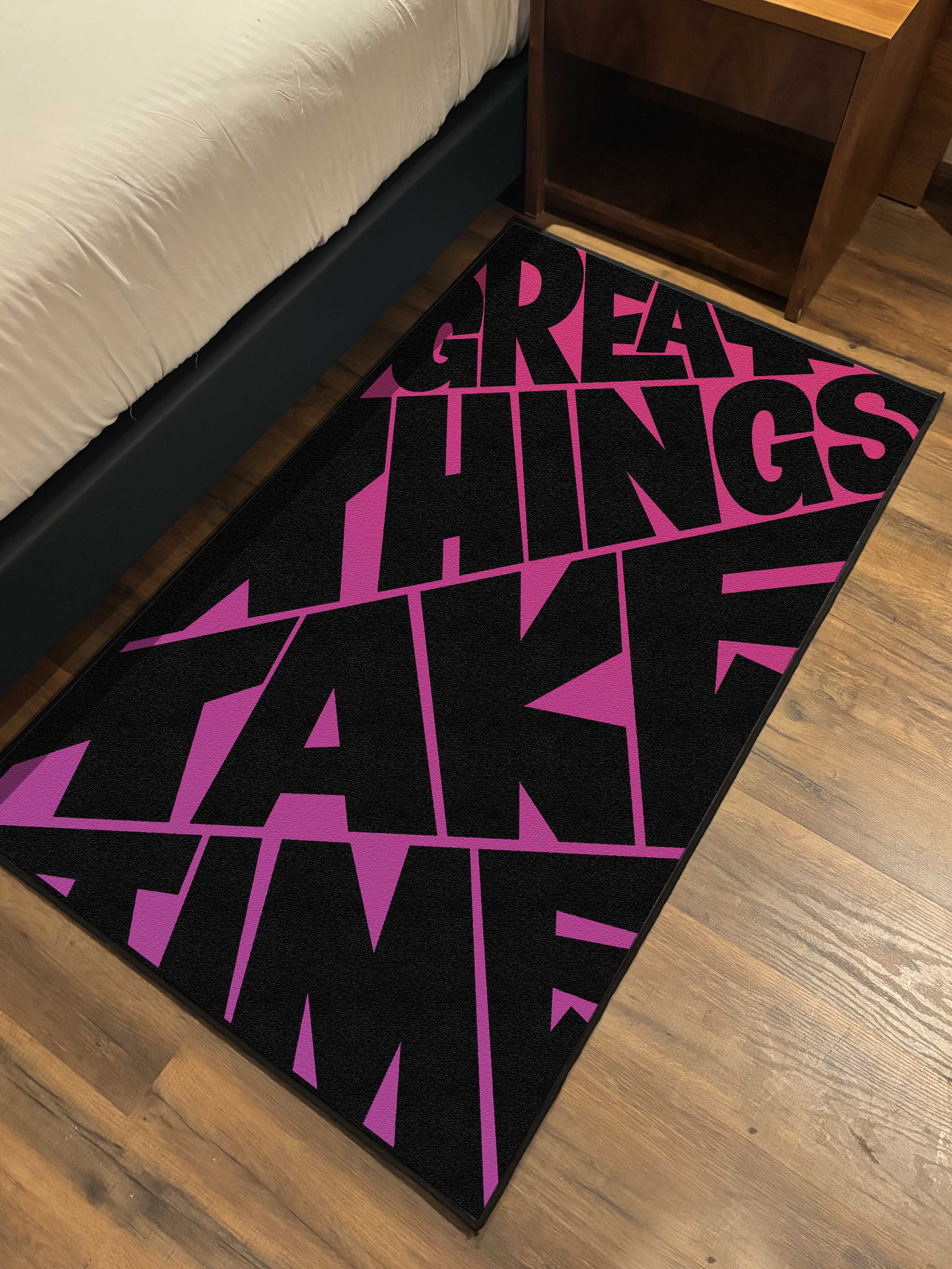 Good Things Take Time Washable Custom Rug