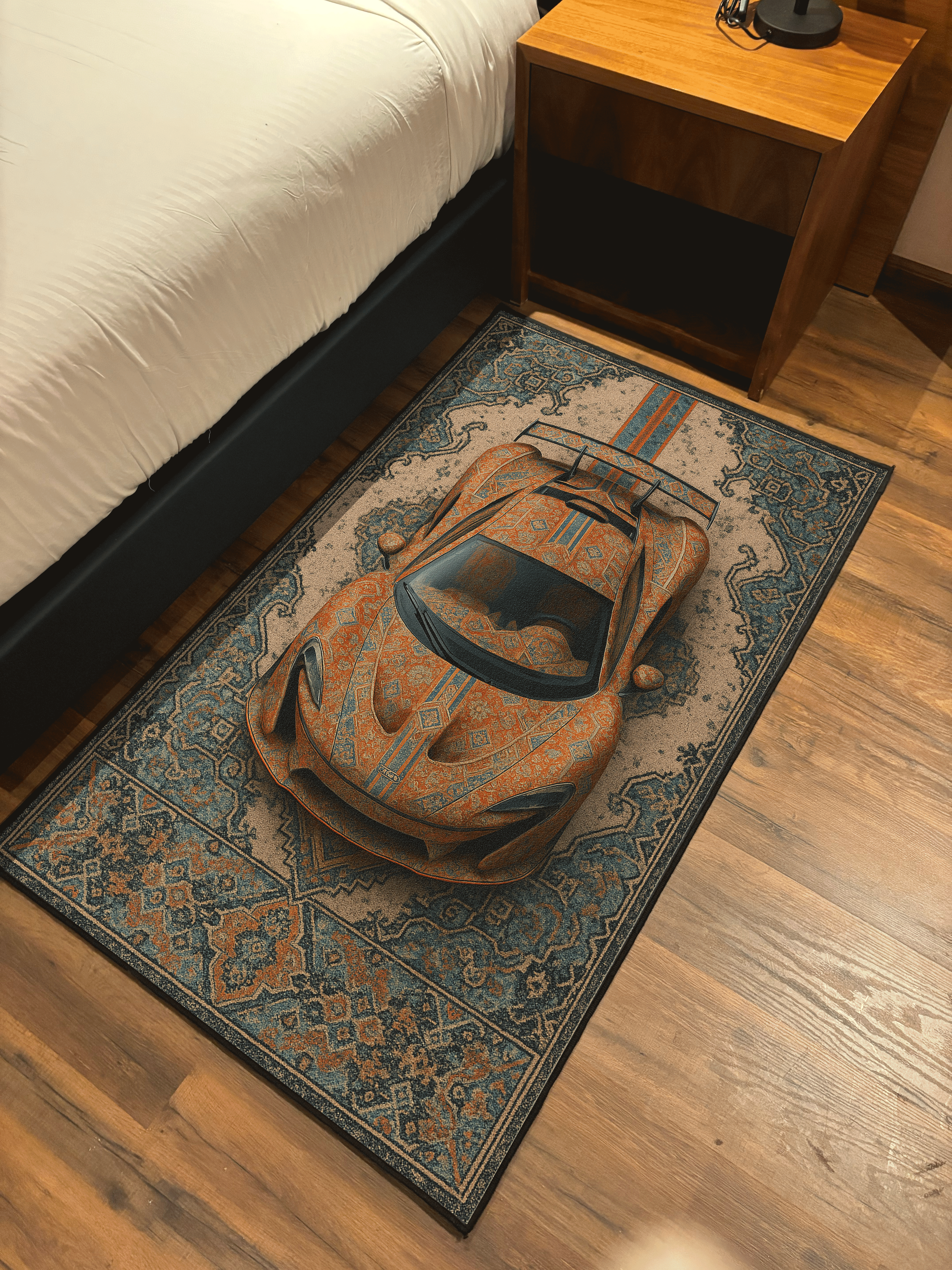 Racing car traditional design Washable Custom Rug