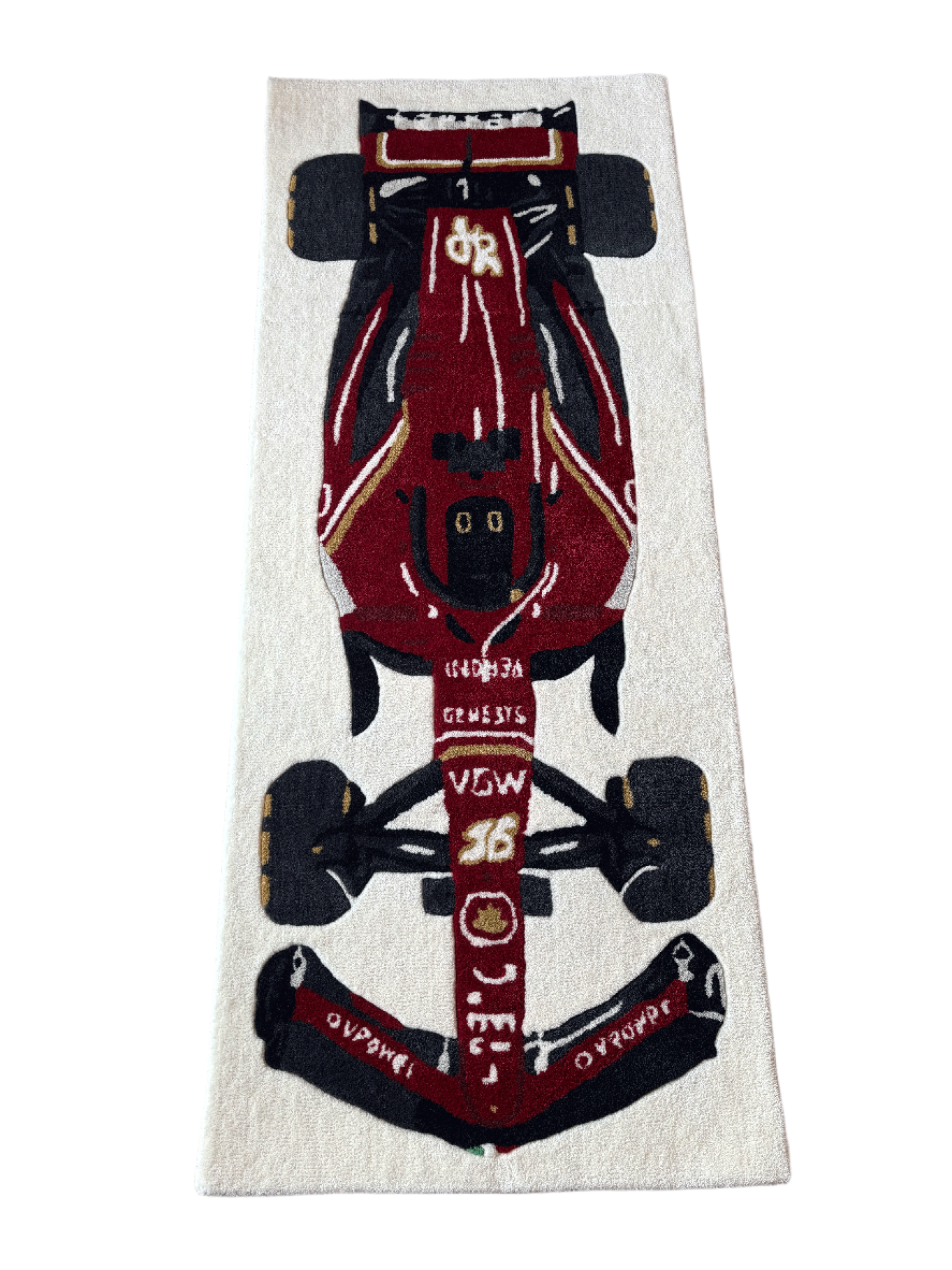 F1 Ferrari inspired Racing Car hand tufted Custom Rug