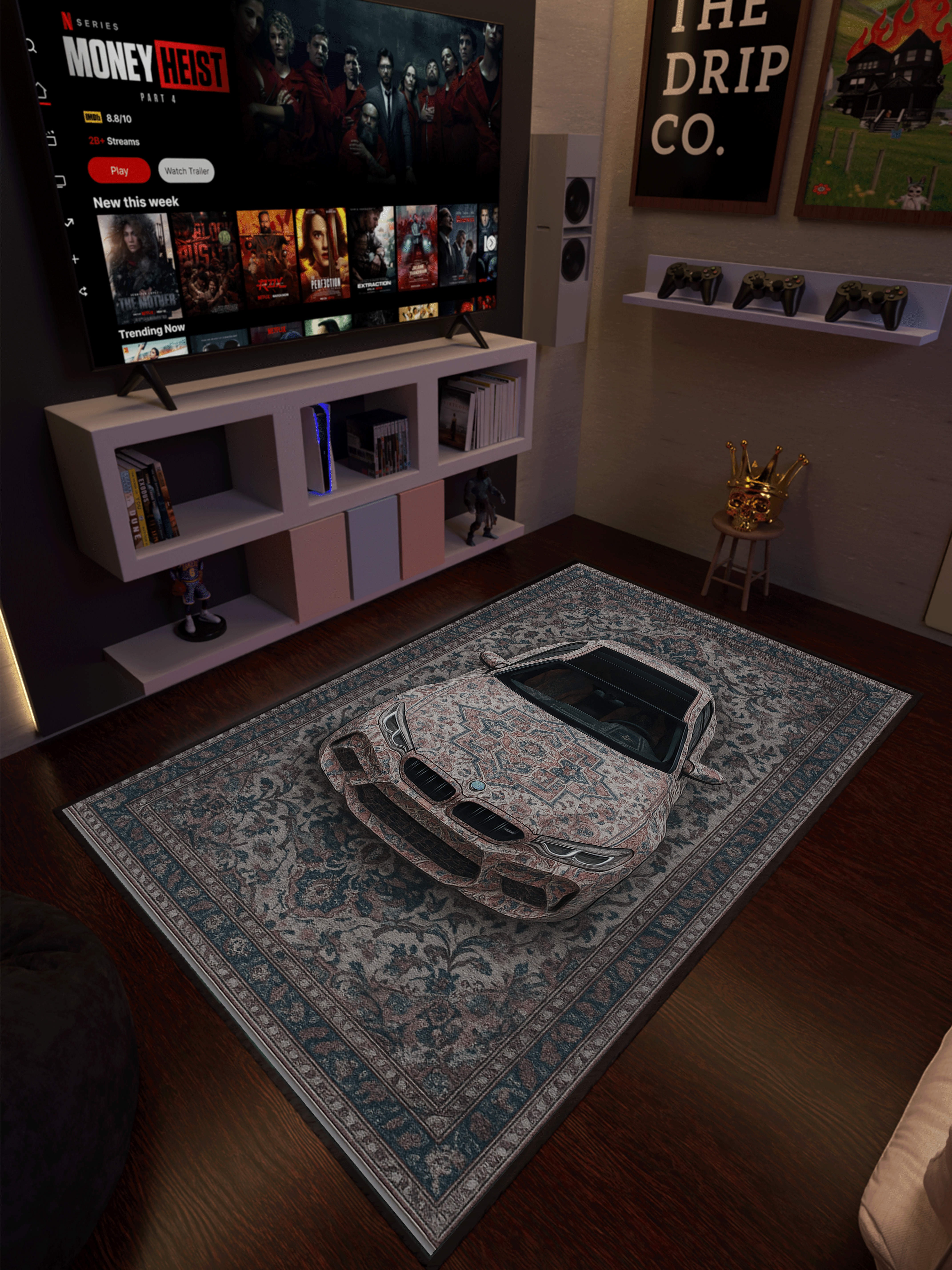 M Speed Sports car traditional design Washable Custom Rug