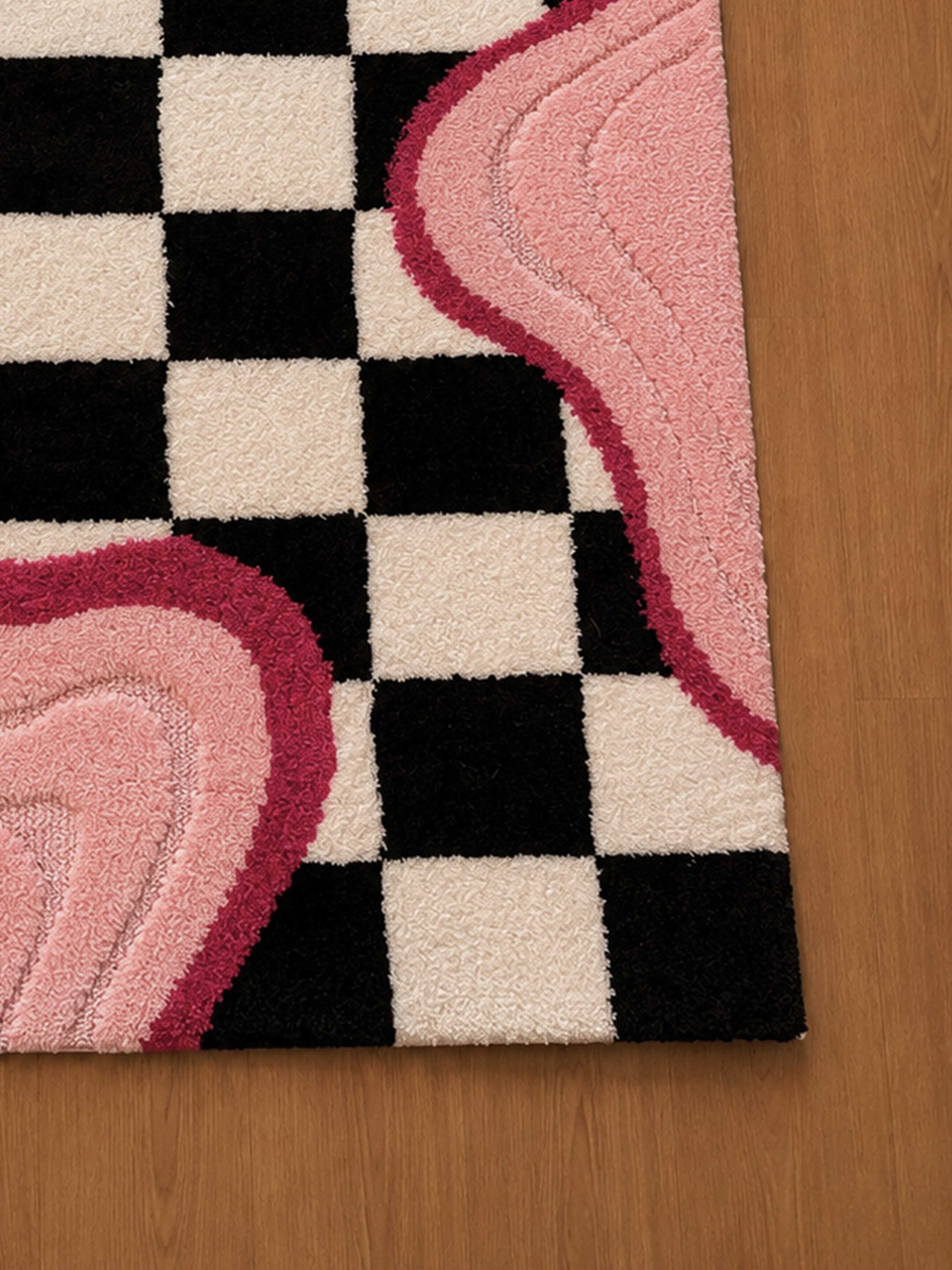 Melted Checkerboard machine made rug
