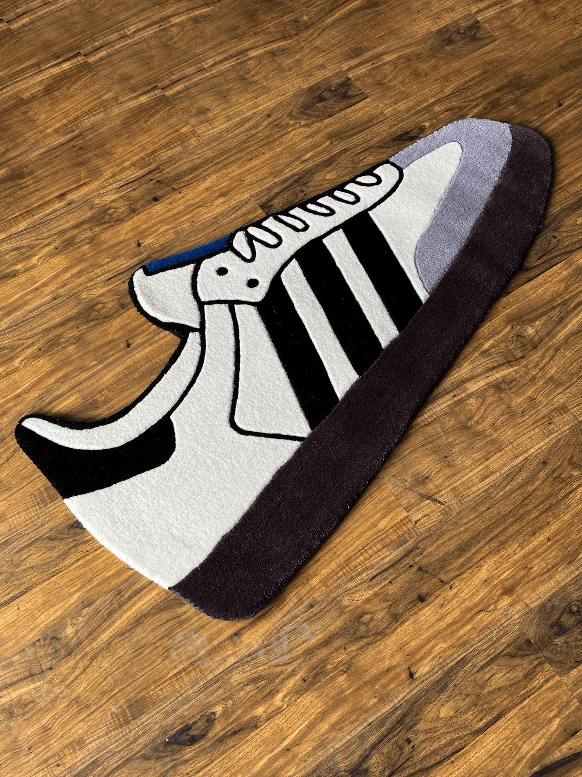 White Stripe Custom Shoe Custom Rug
