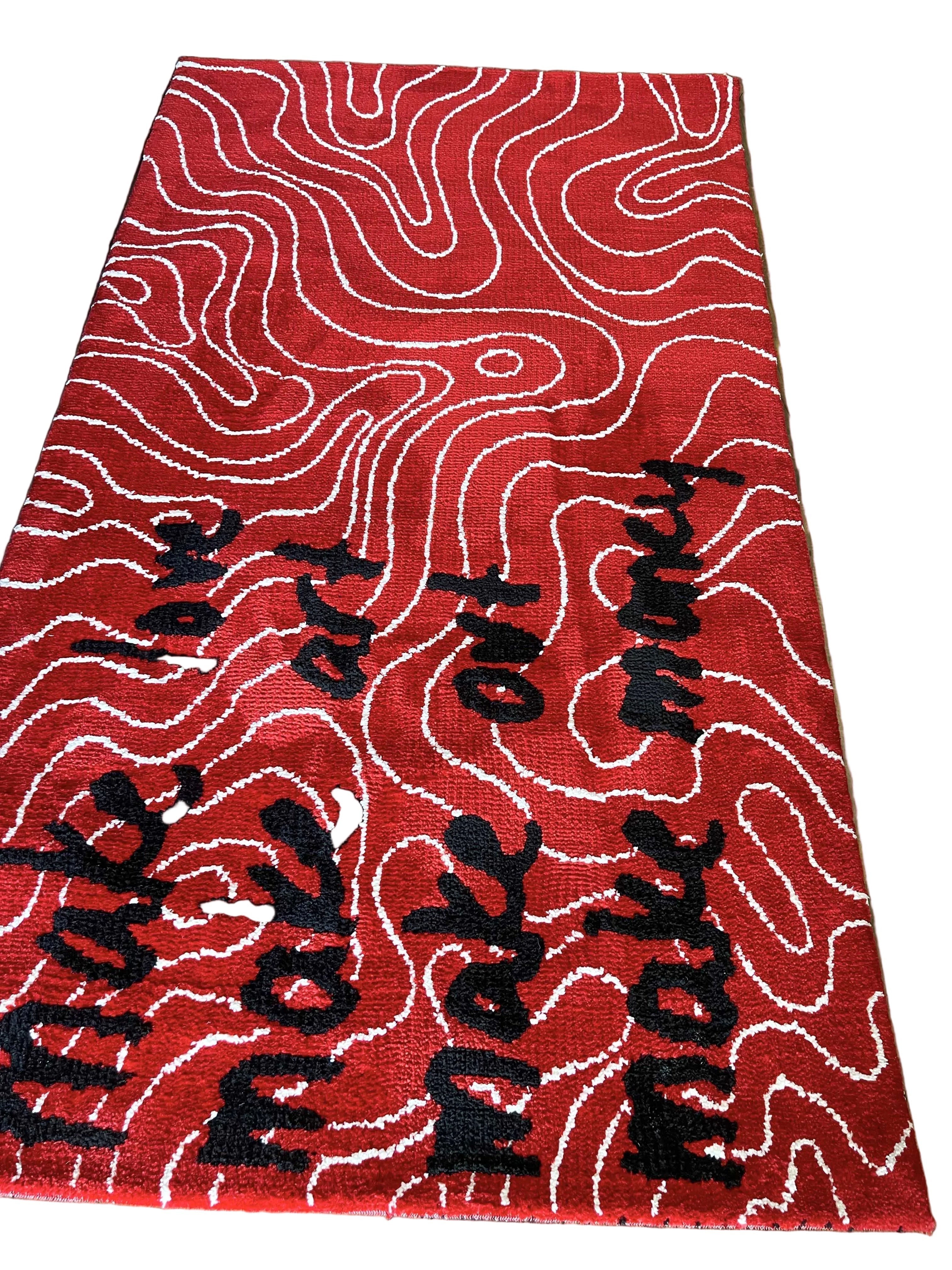 Make love, Make art, make out Machine Made Custom Rug