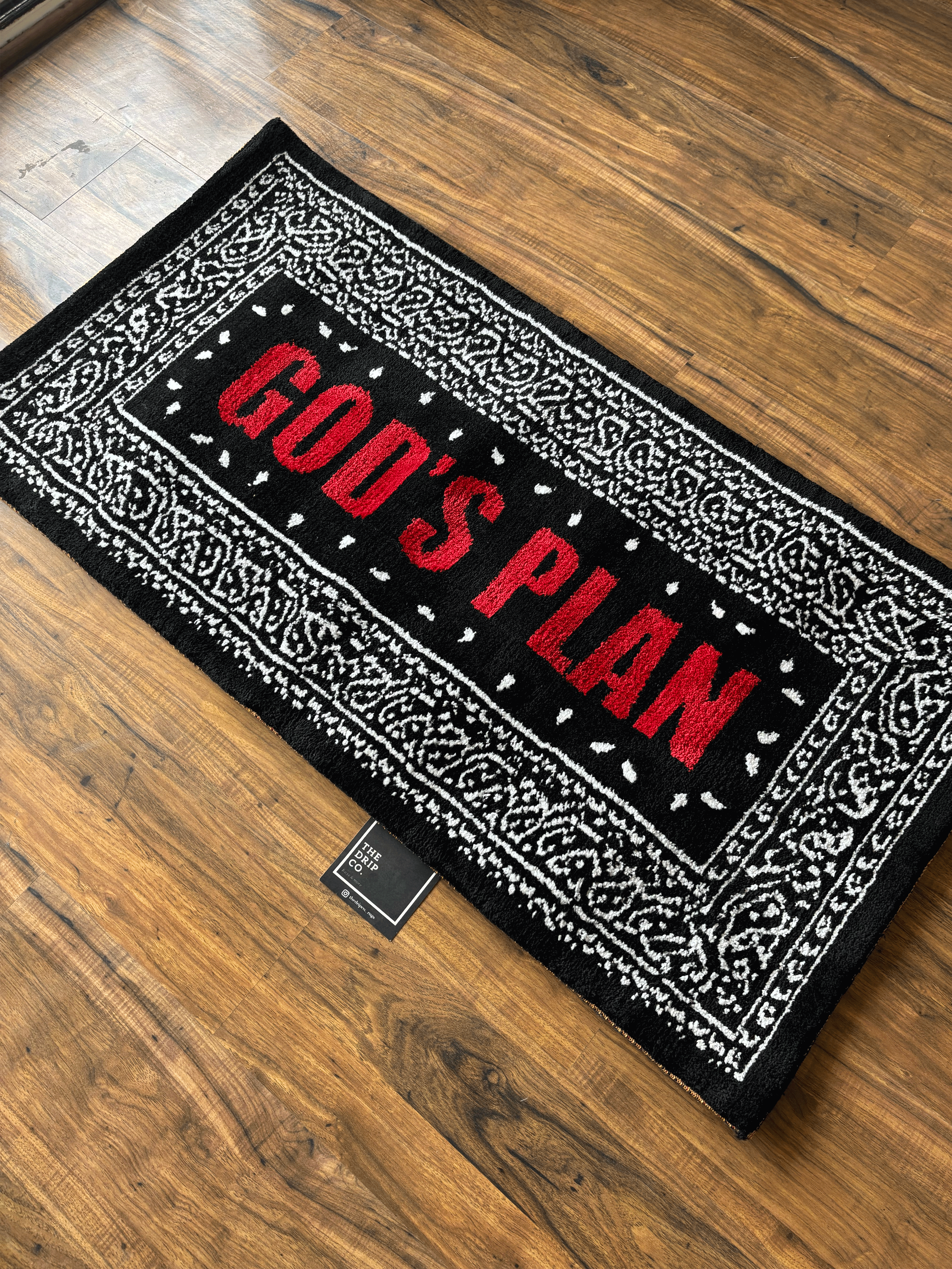 Gods Plan Red Machine Tufted Custom Rug