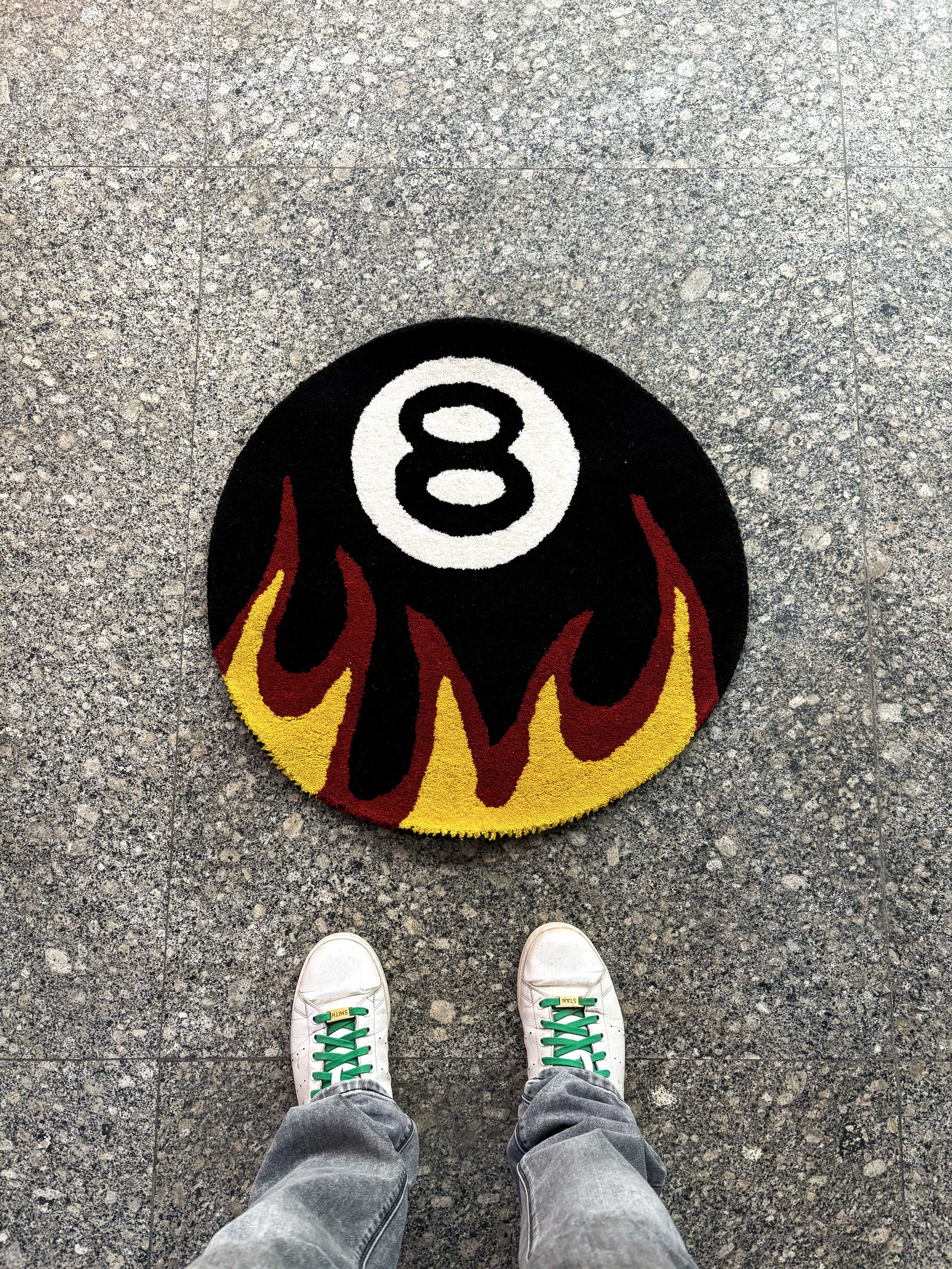 8 Ball Fire Tufted Custom Rug