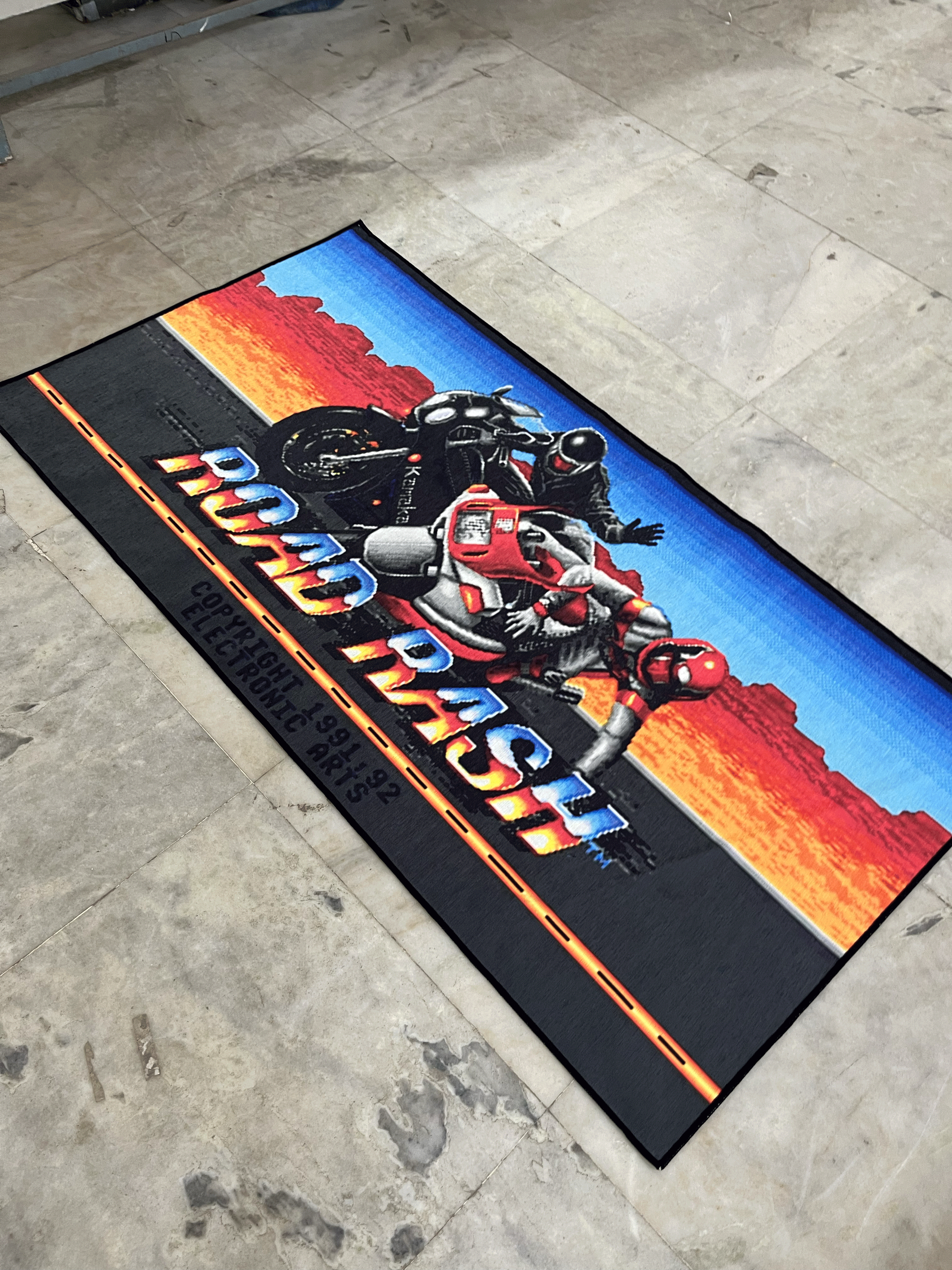 Road Rash Printed Washable Custom Rug