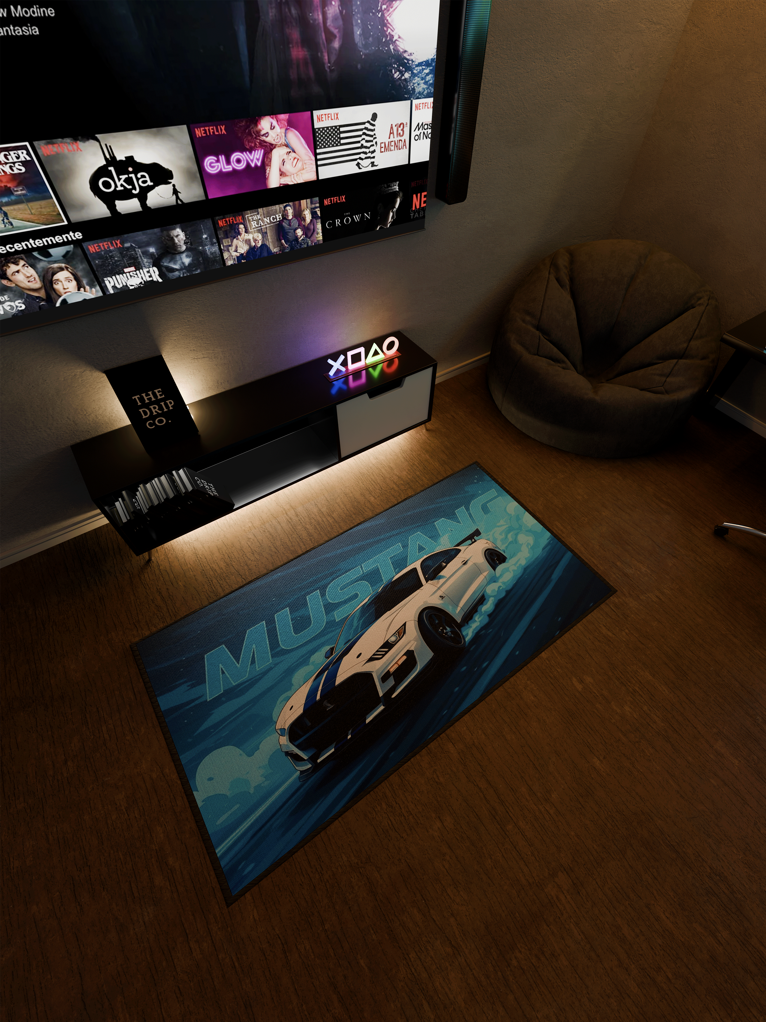 Mustang car Washable Custom Rug