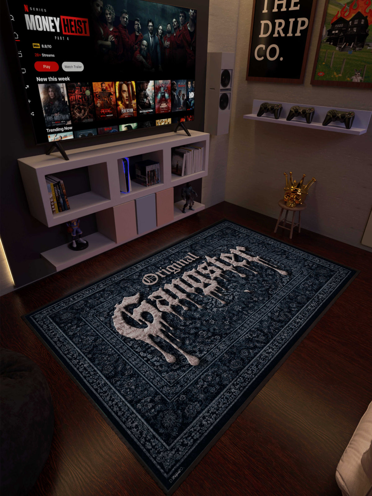 OG Gangster Blue traditional design Washable Custom Rug