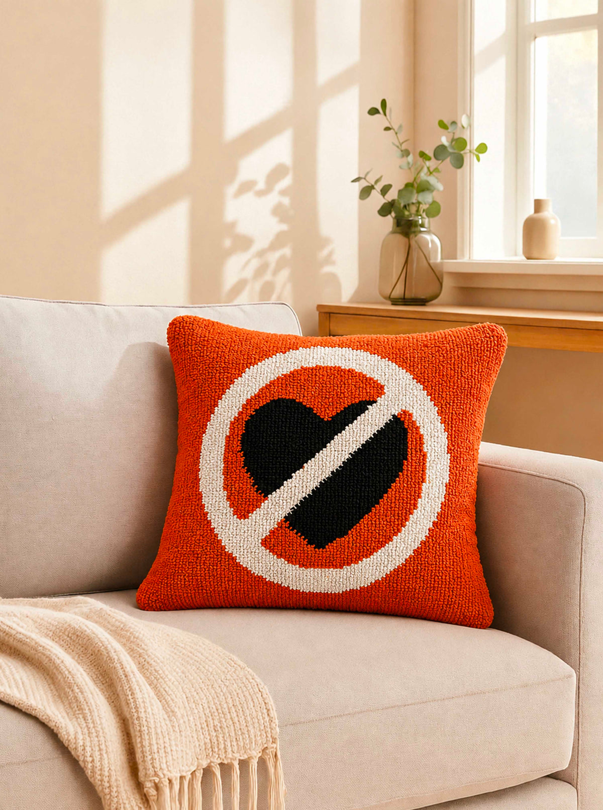 No heart Orange cushion cover