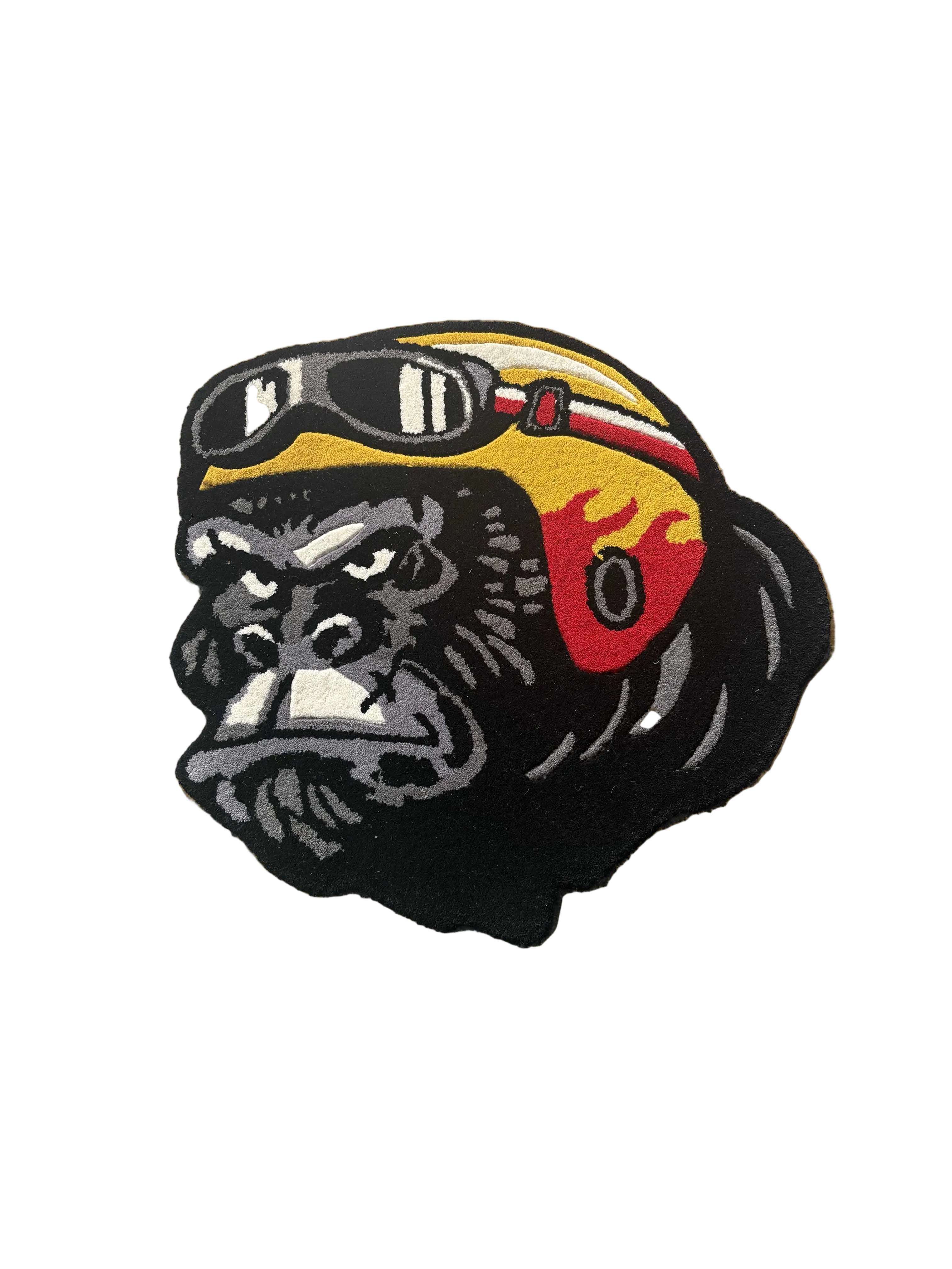 Chimpanzee biker Hand Tufted Custom Rug