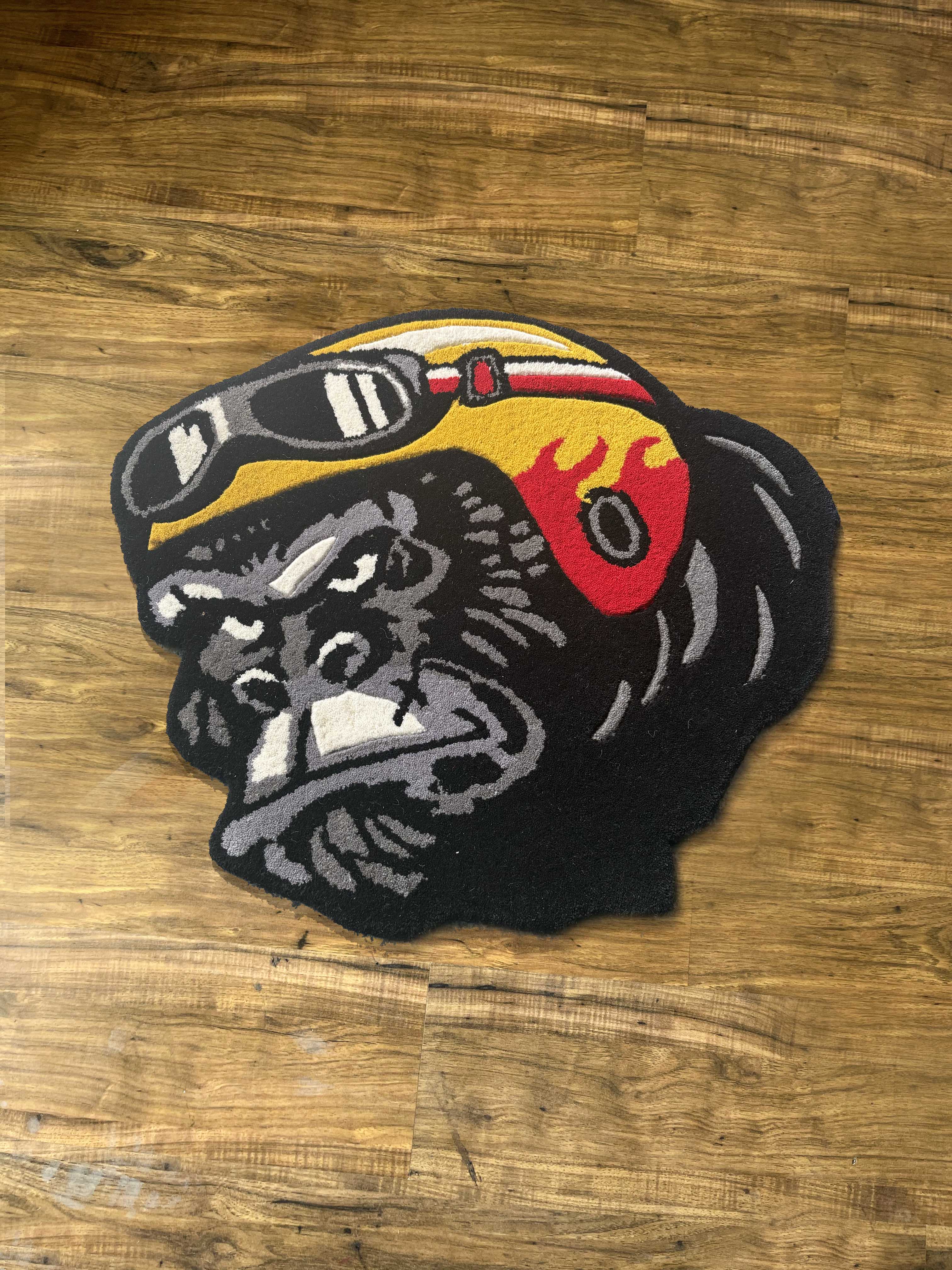 Chimpanzee biker Hand Tufted Custom Rug