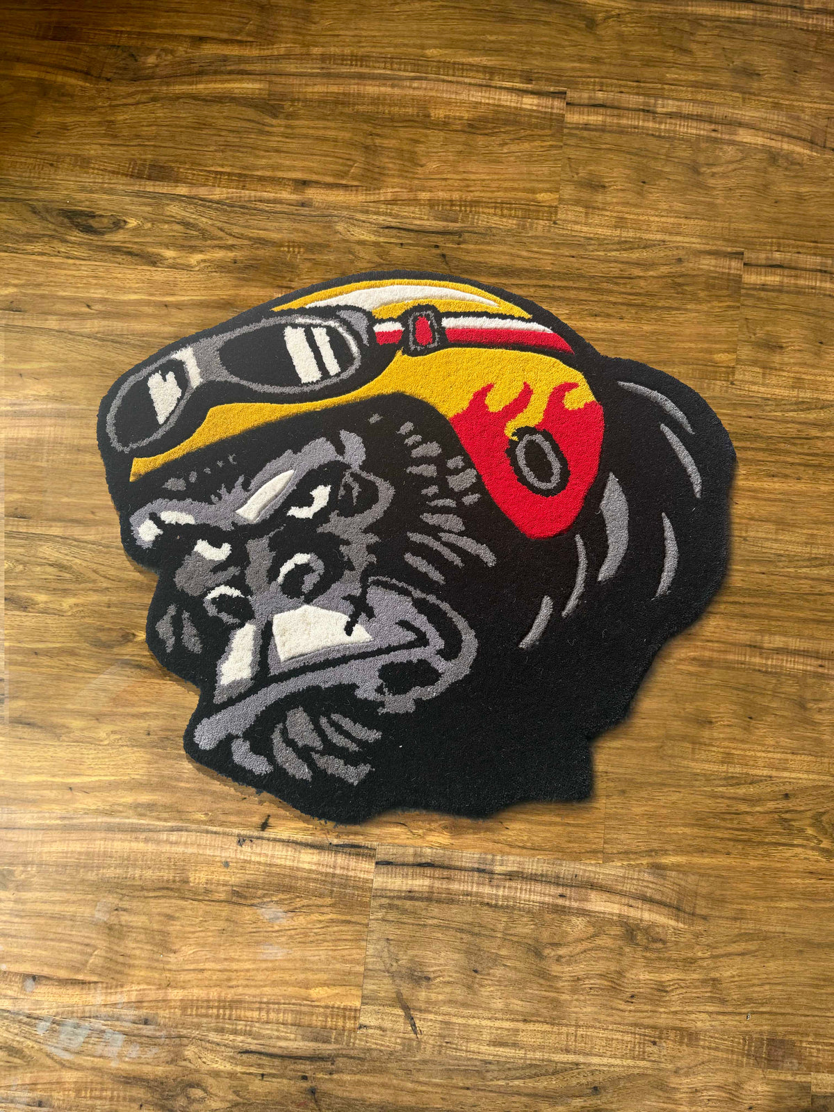 Chimpanzee biker Hand Tufted Custom Rug