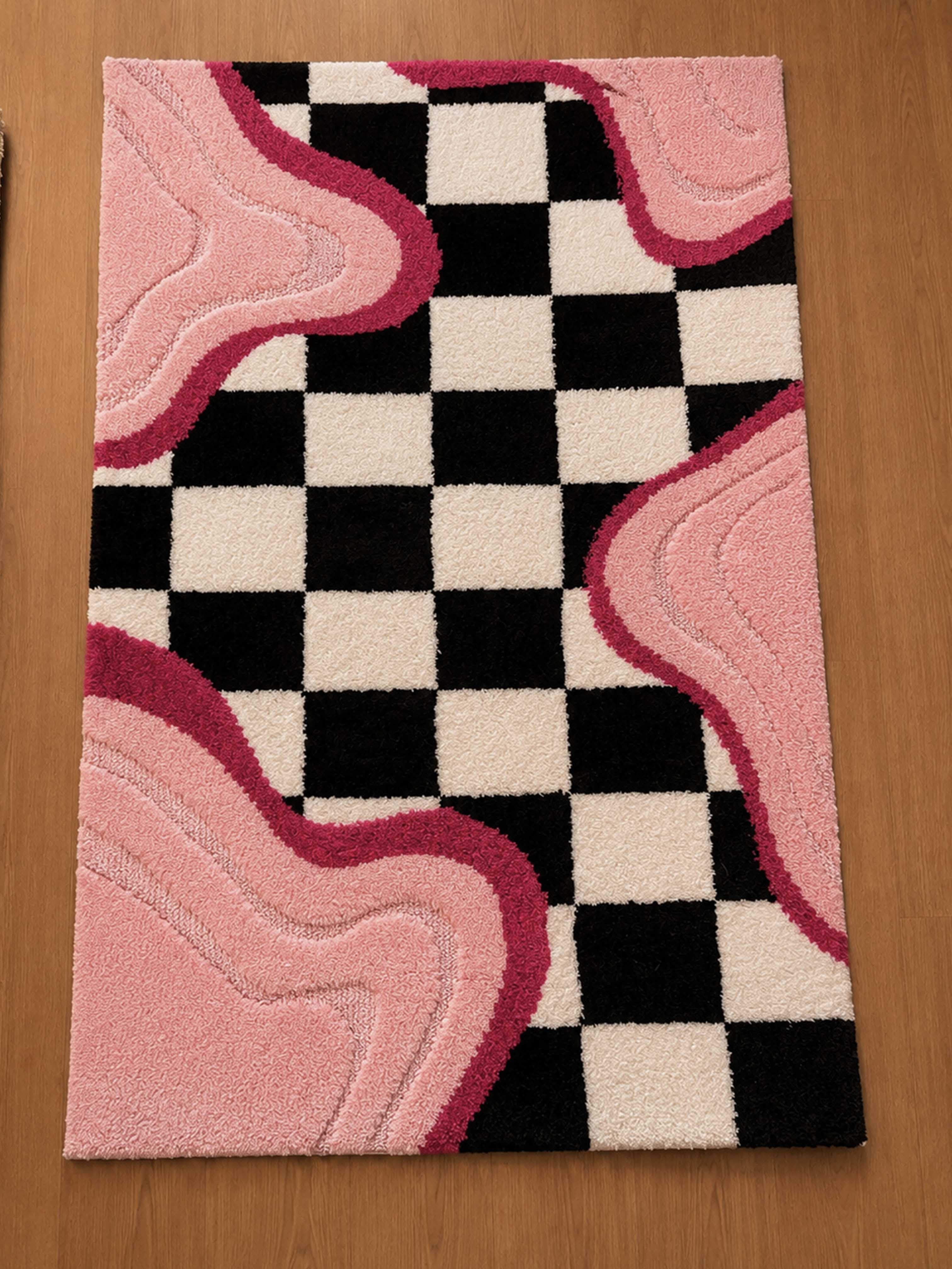 Melted Checkerboard machine made rug