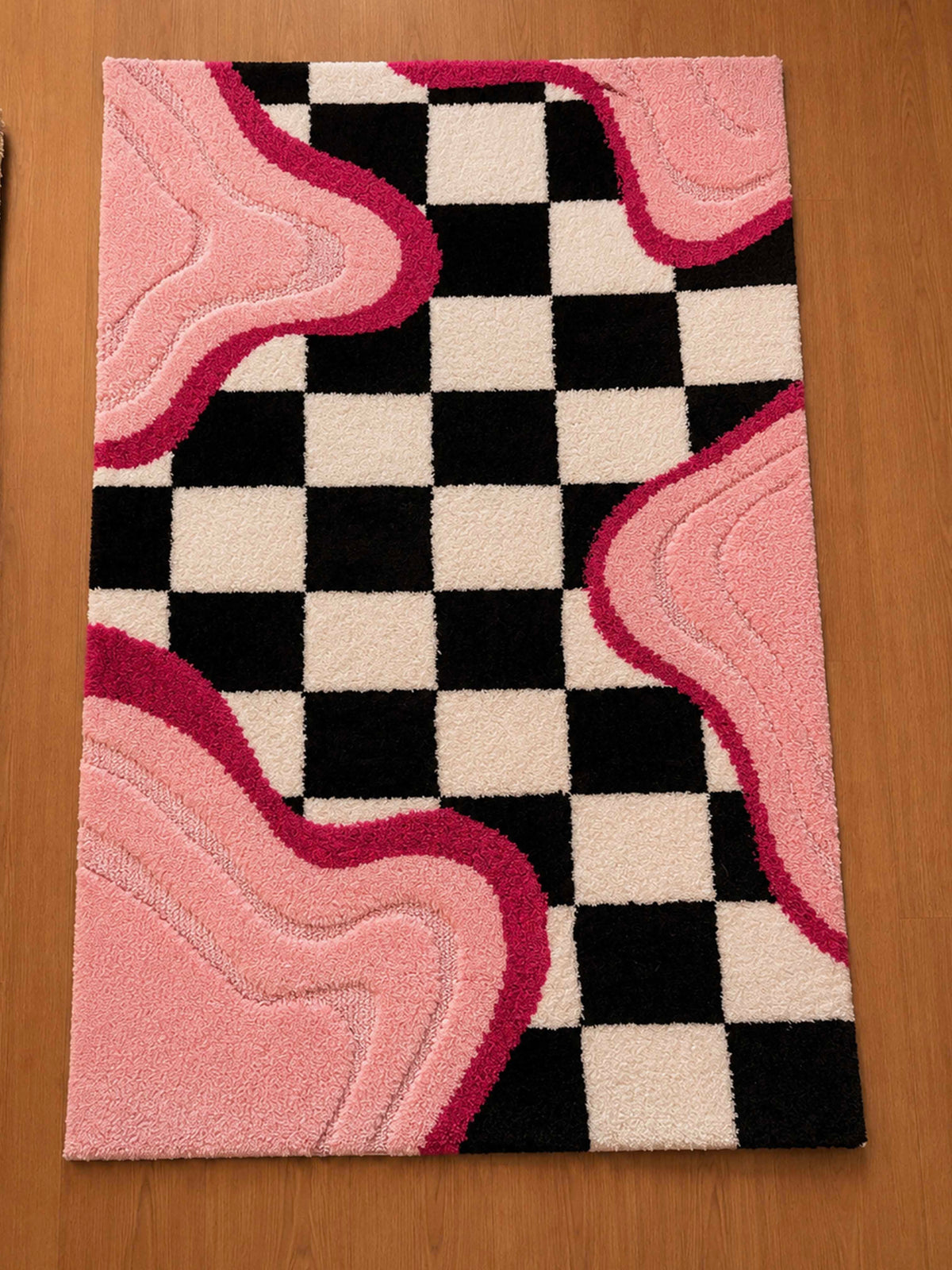 Melted Checkerboard machine made rug