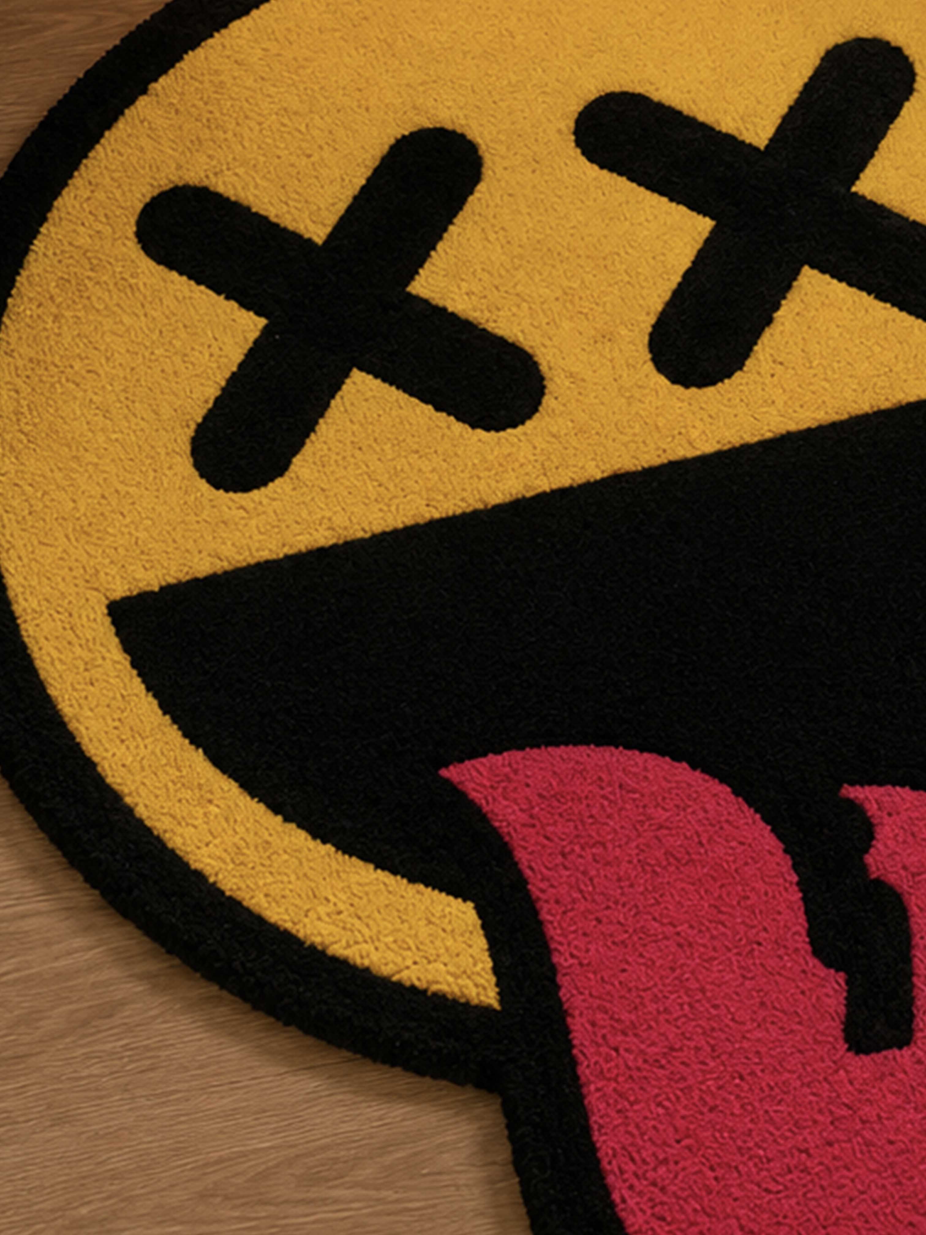Yellow X face Hand Tufted Rug