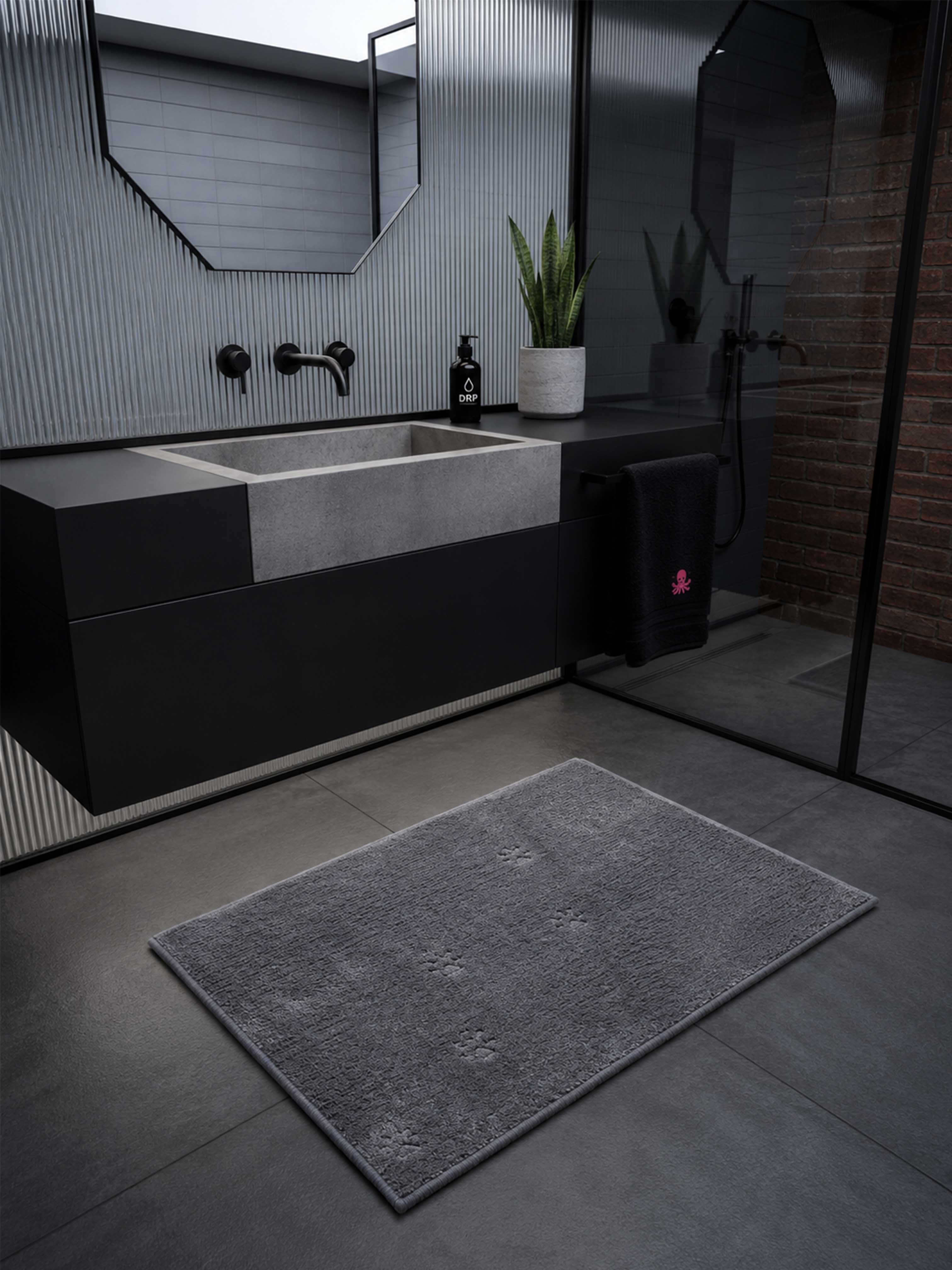 Grey Cat paws Bath Mat