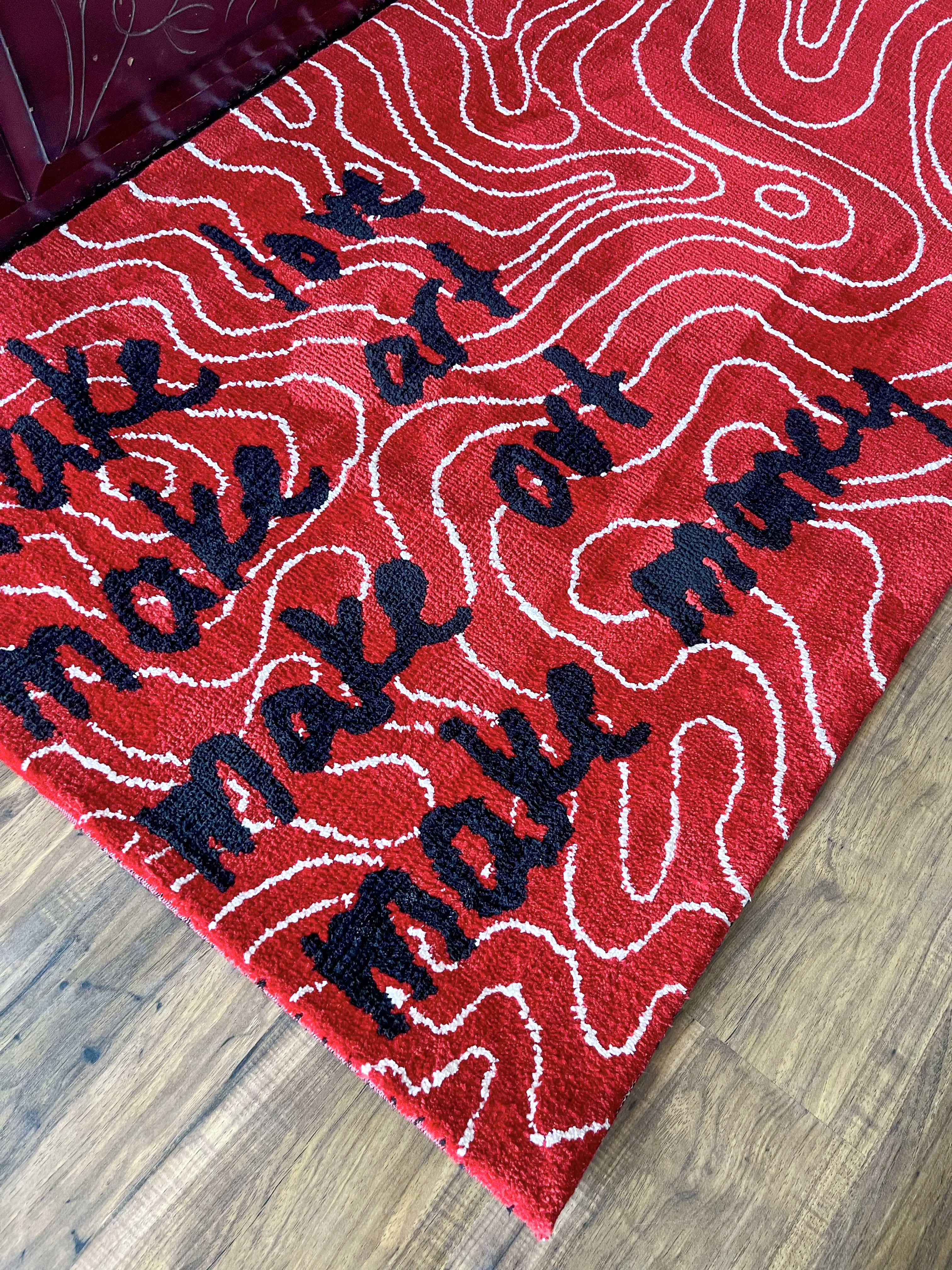 Make love, Make art, make out Machine Made Custom Rug