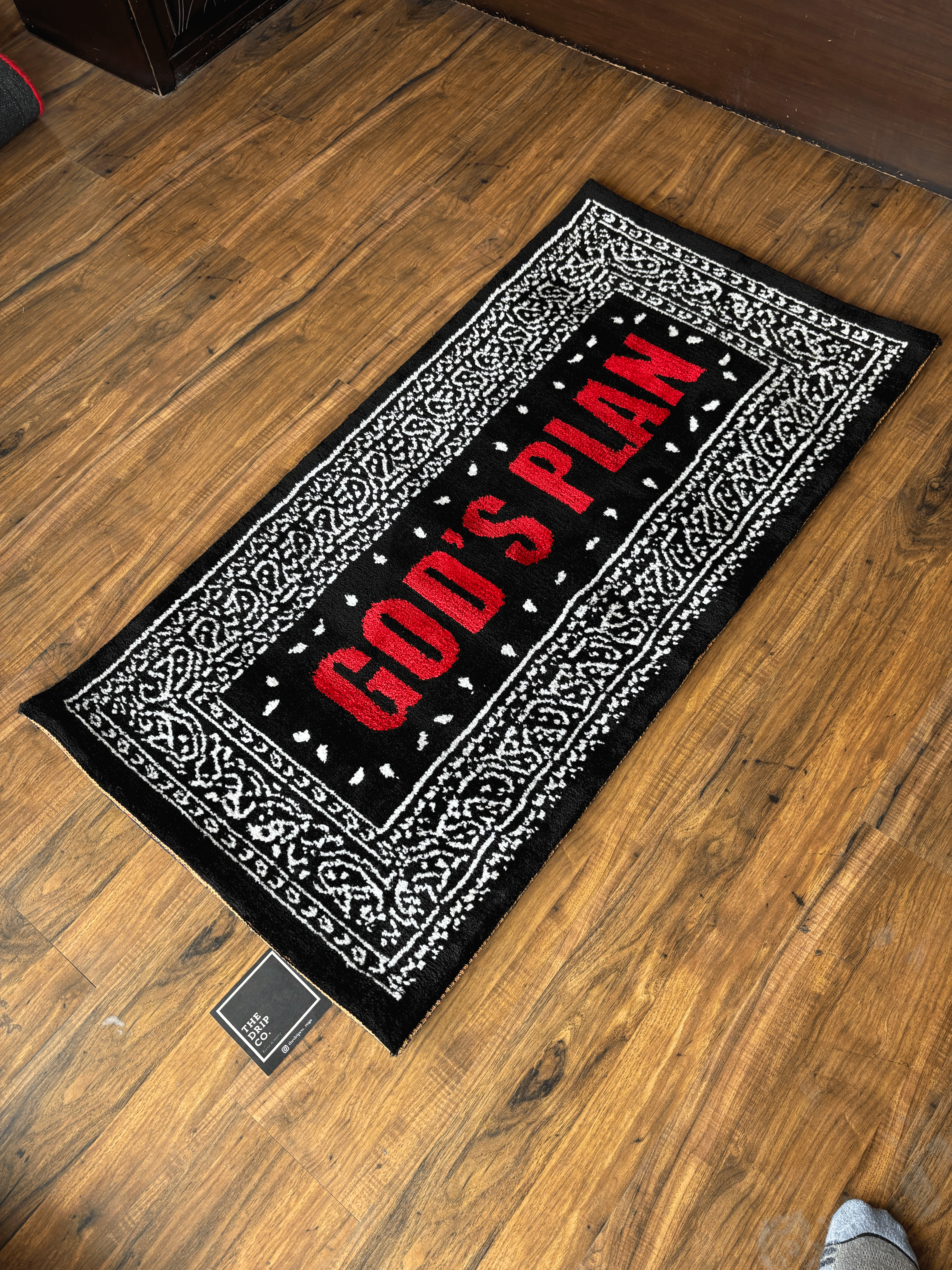 Gods Plan Red Machine Tufted Custom Rug