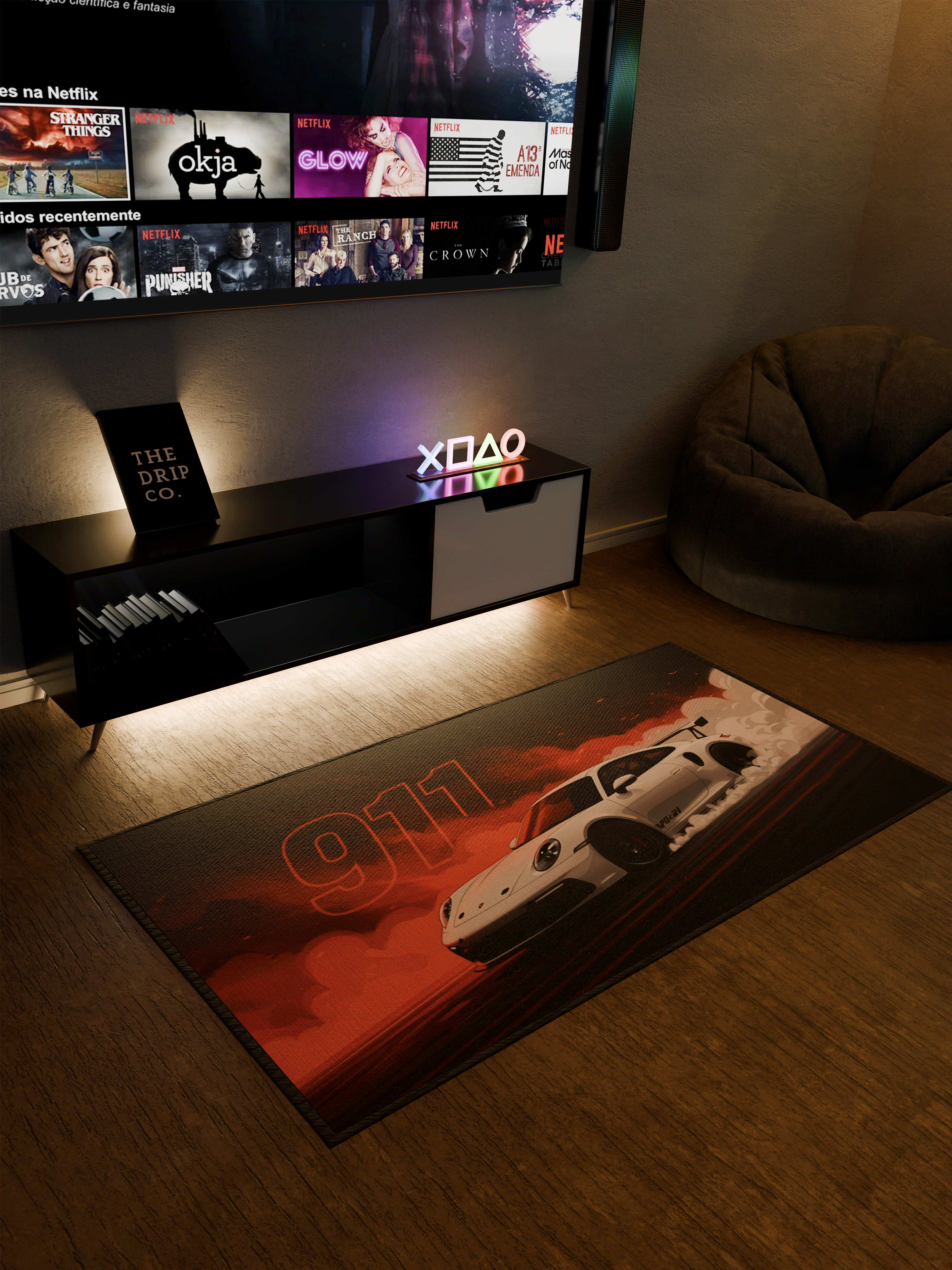 911 car Washable Custom Rug