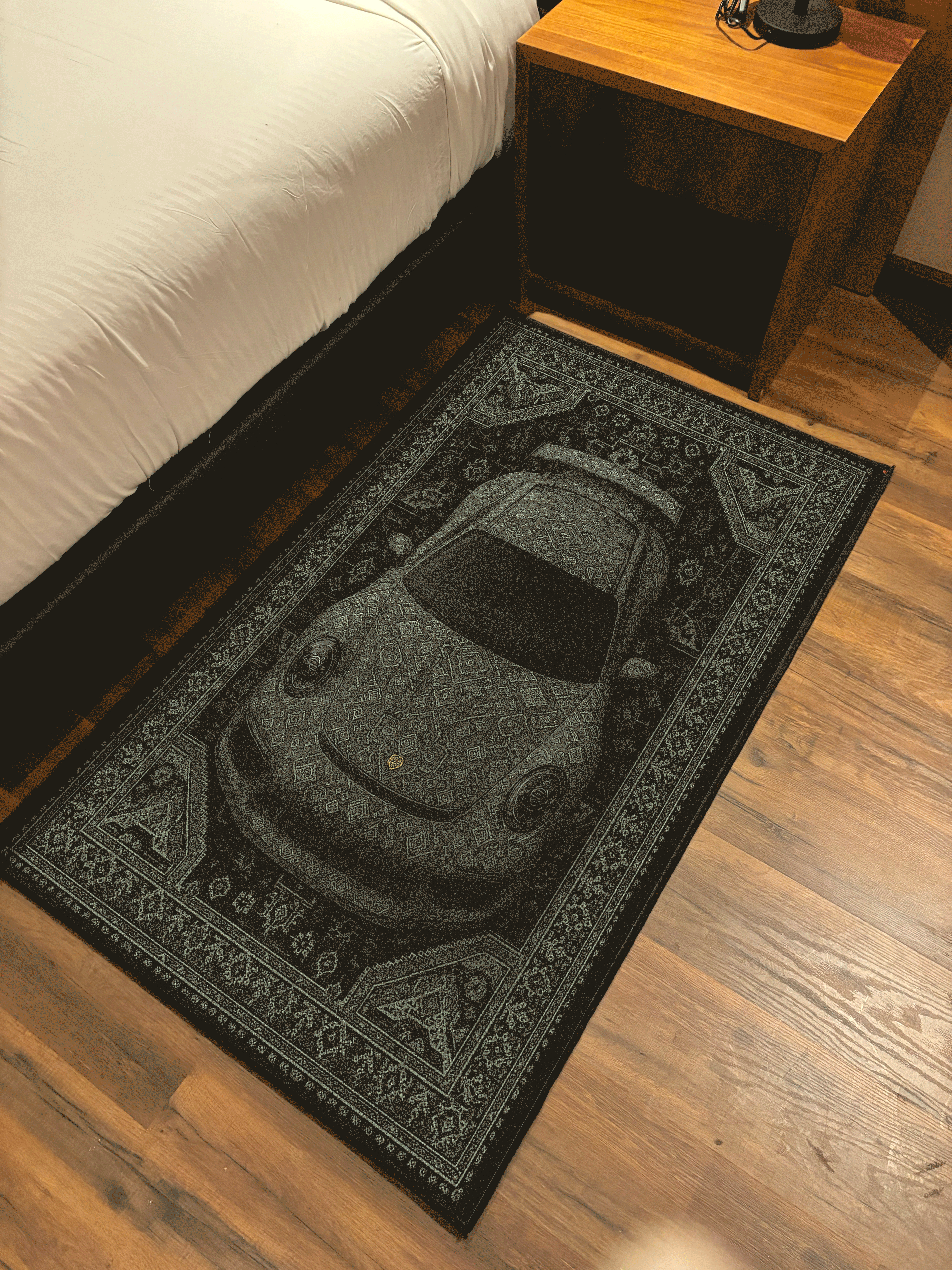 Green Sports car traditional design Washable Custom Rug
