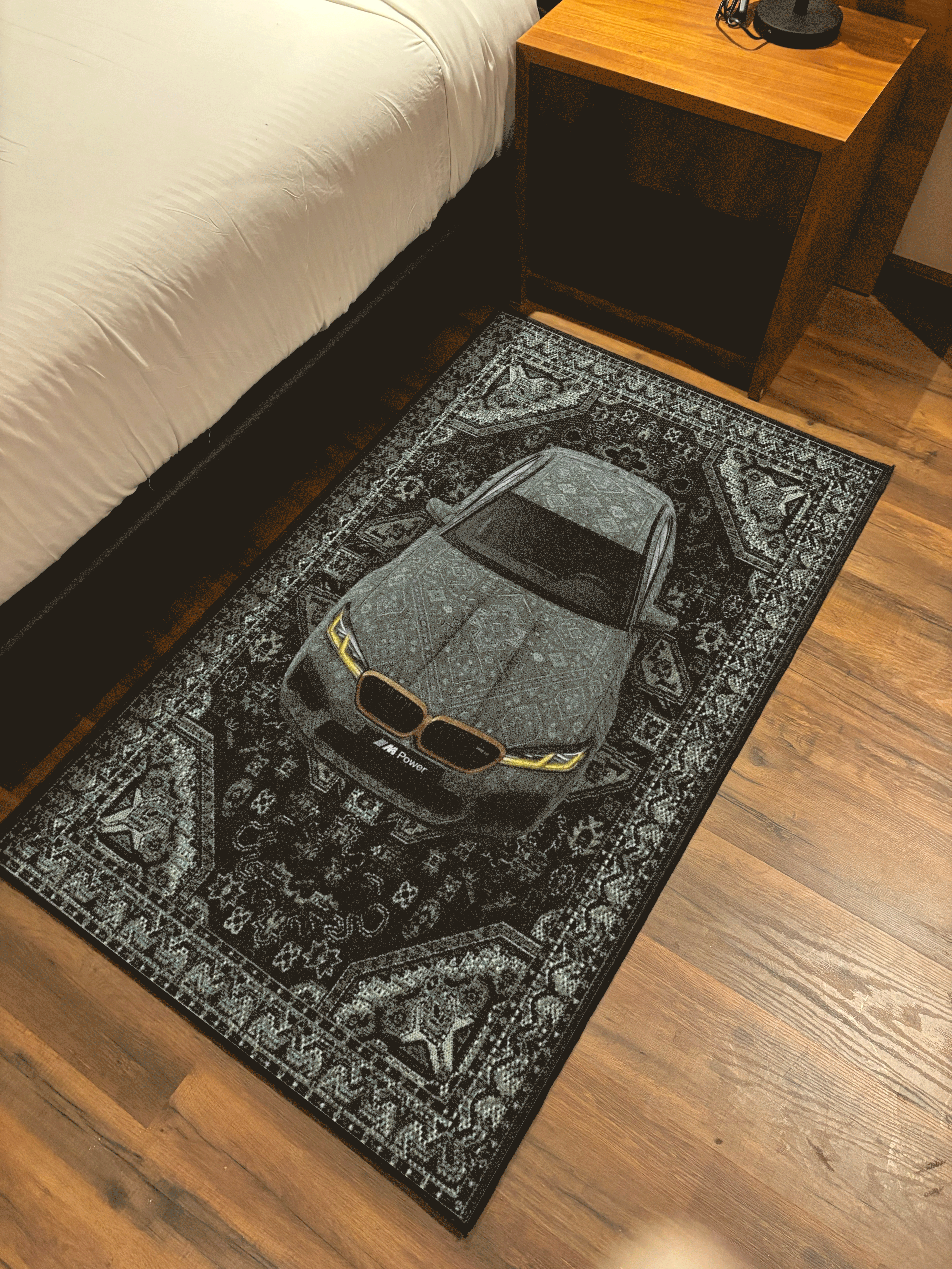 Green Sports Car traditional design Washable Rug