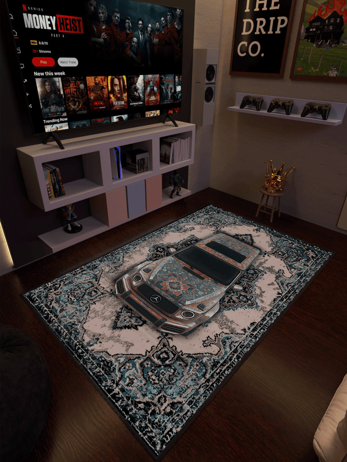 SUV car traditional design Washable Custom Rug