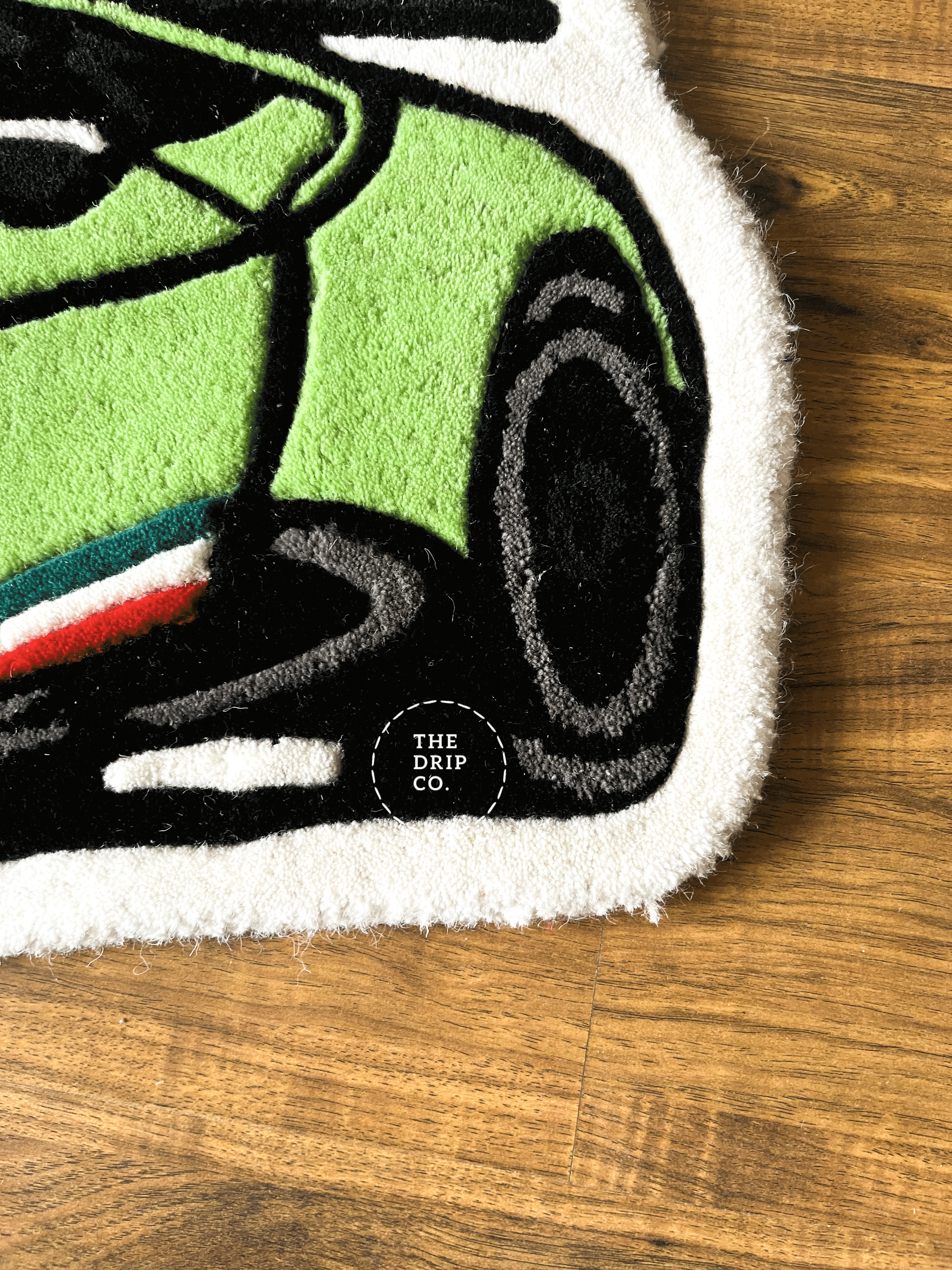Green Sports Car Hand Tufted Custom Rug