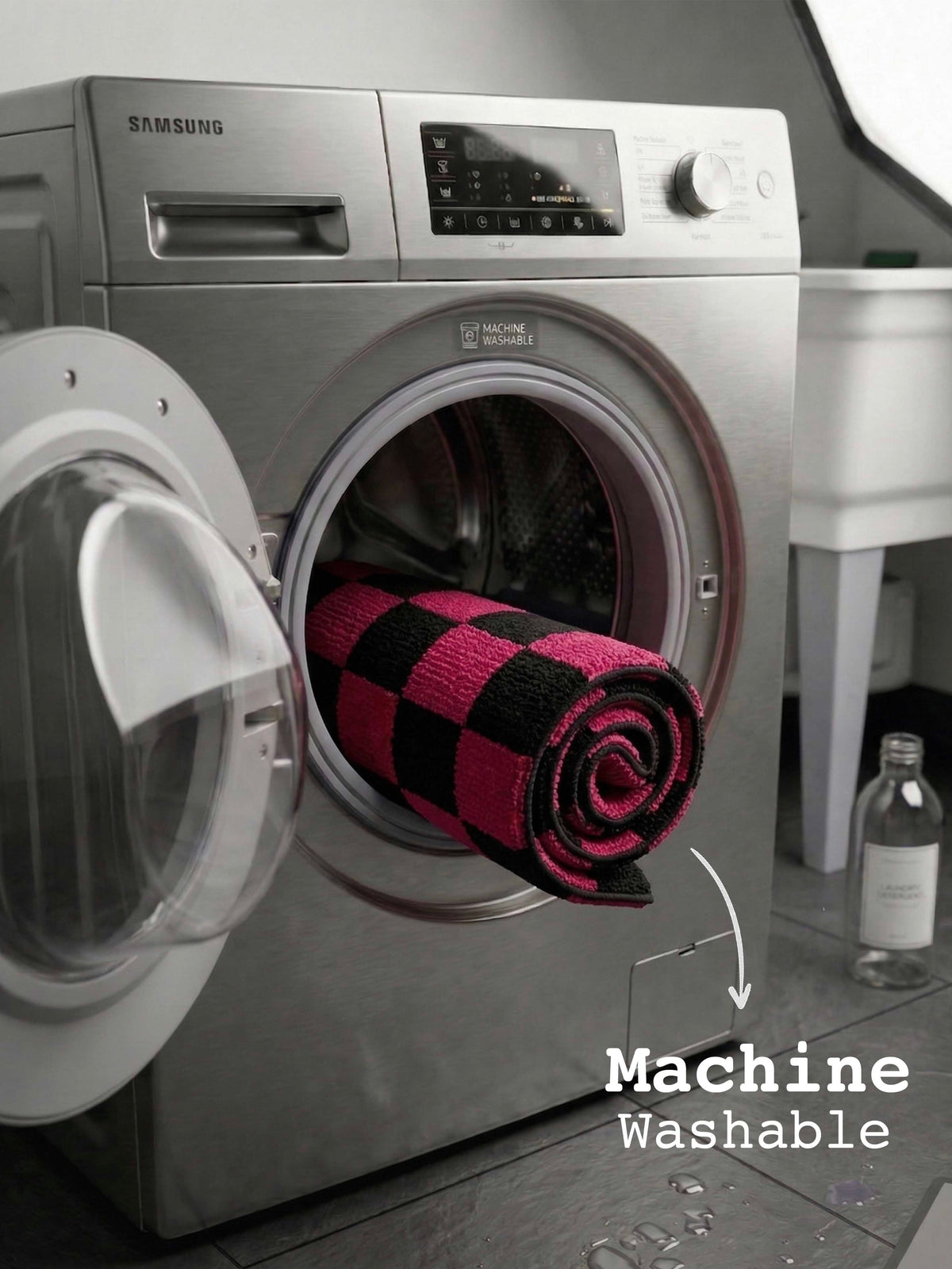 Pink & Black Check Bath Custom Mat