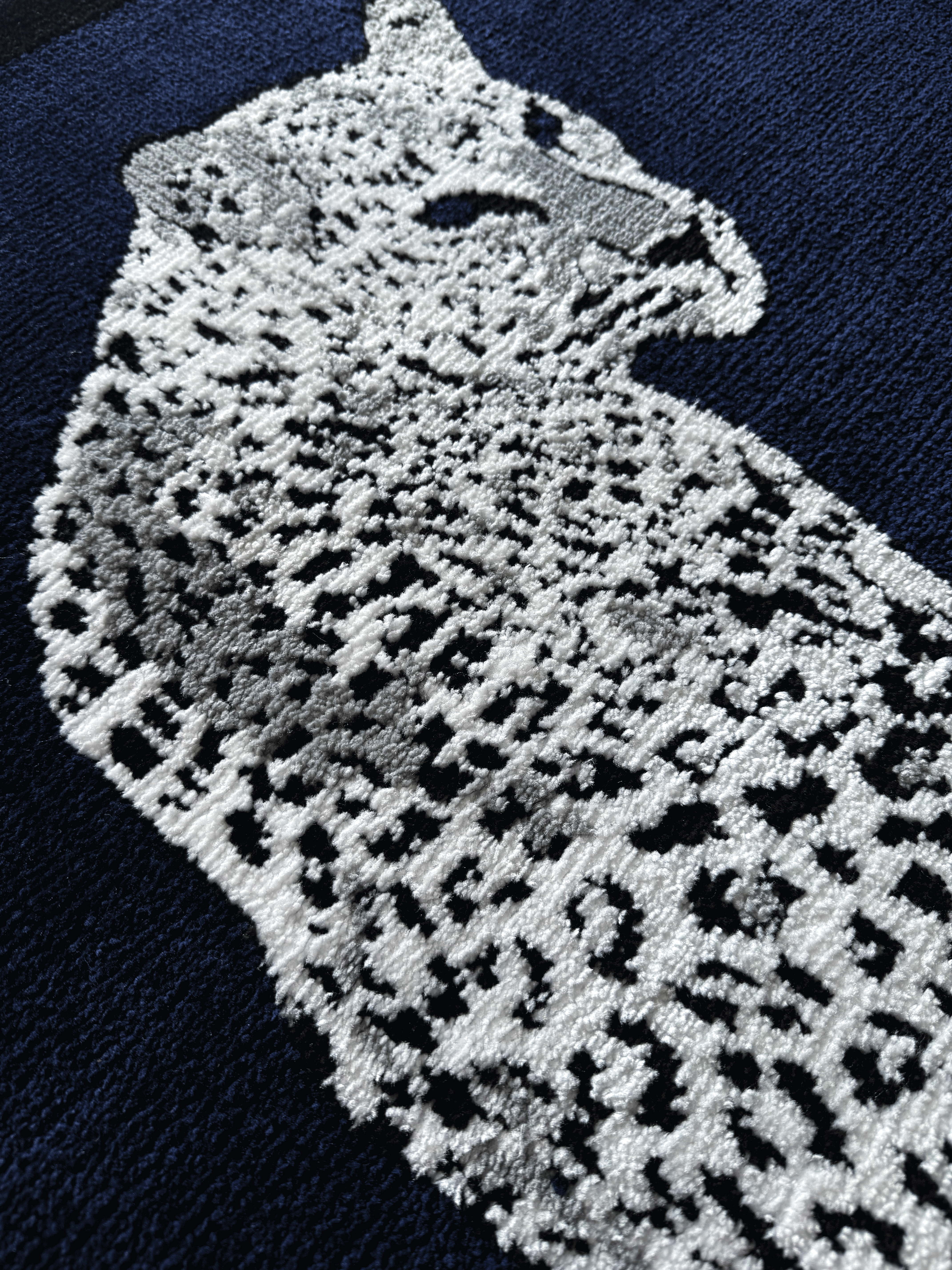 Royal White cheetah Machine Made Custom Rug