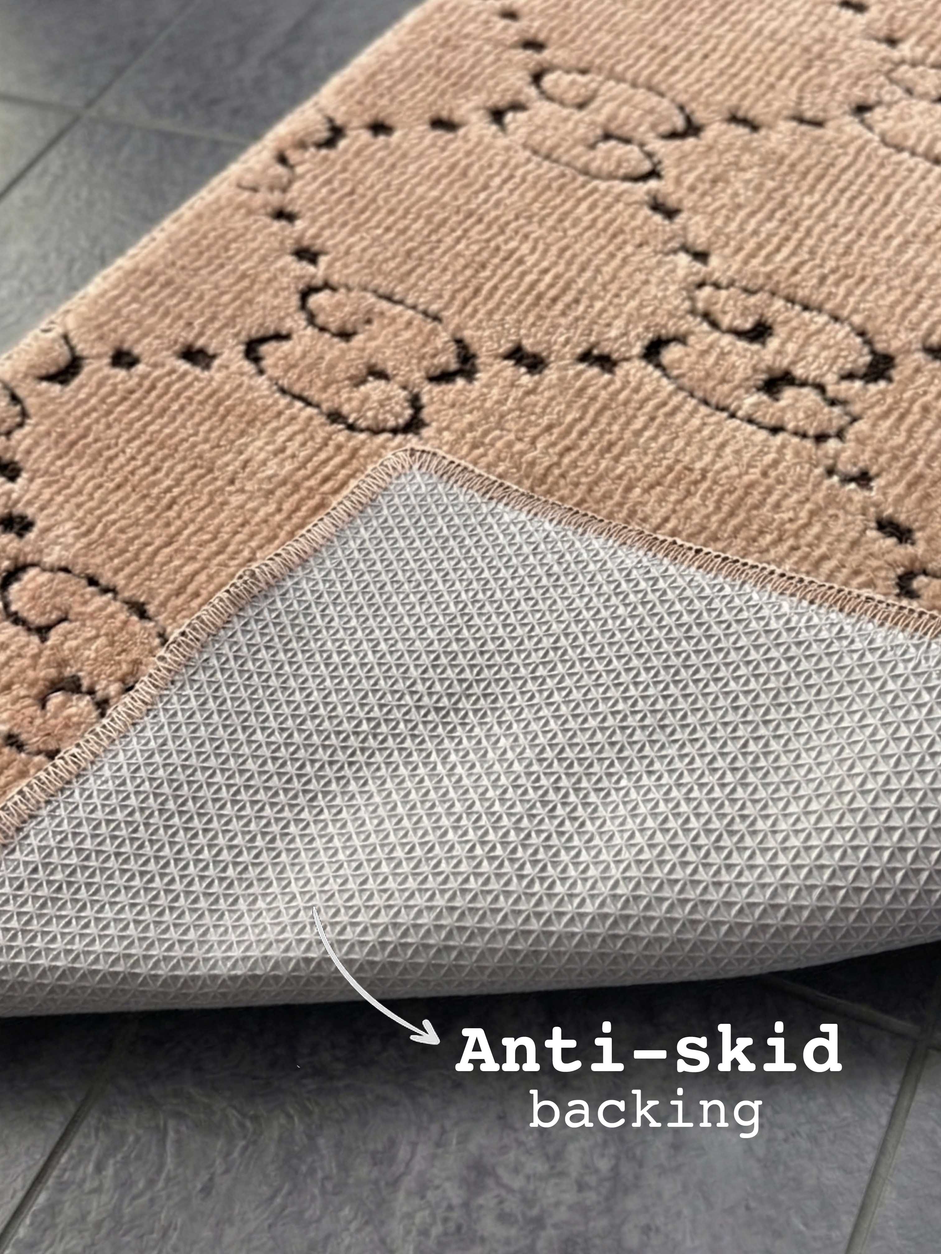 Beige & Brown Bath Custom Mat