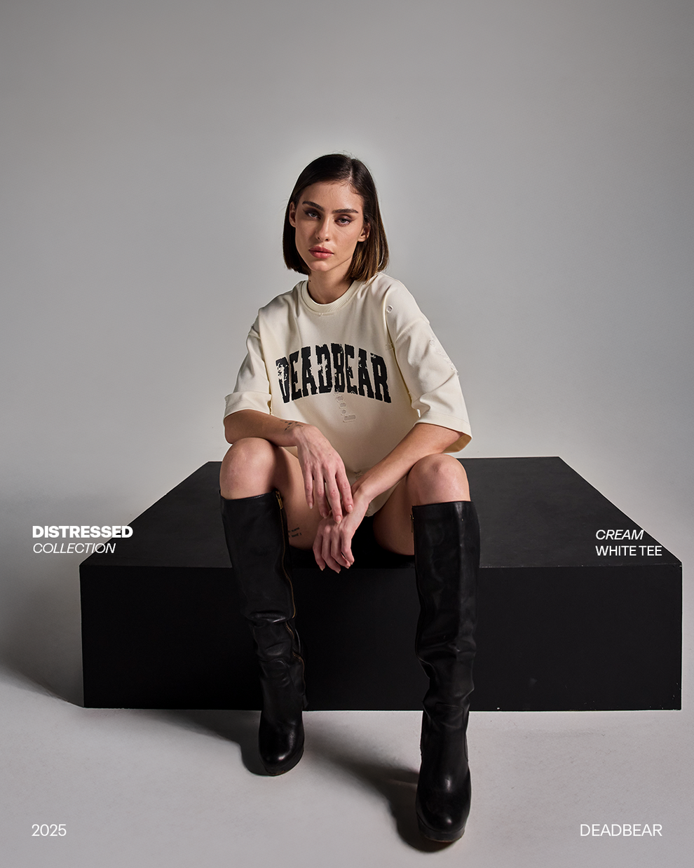 Distressed Cream White Tee