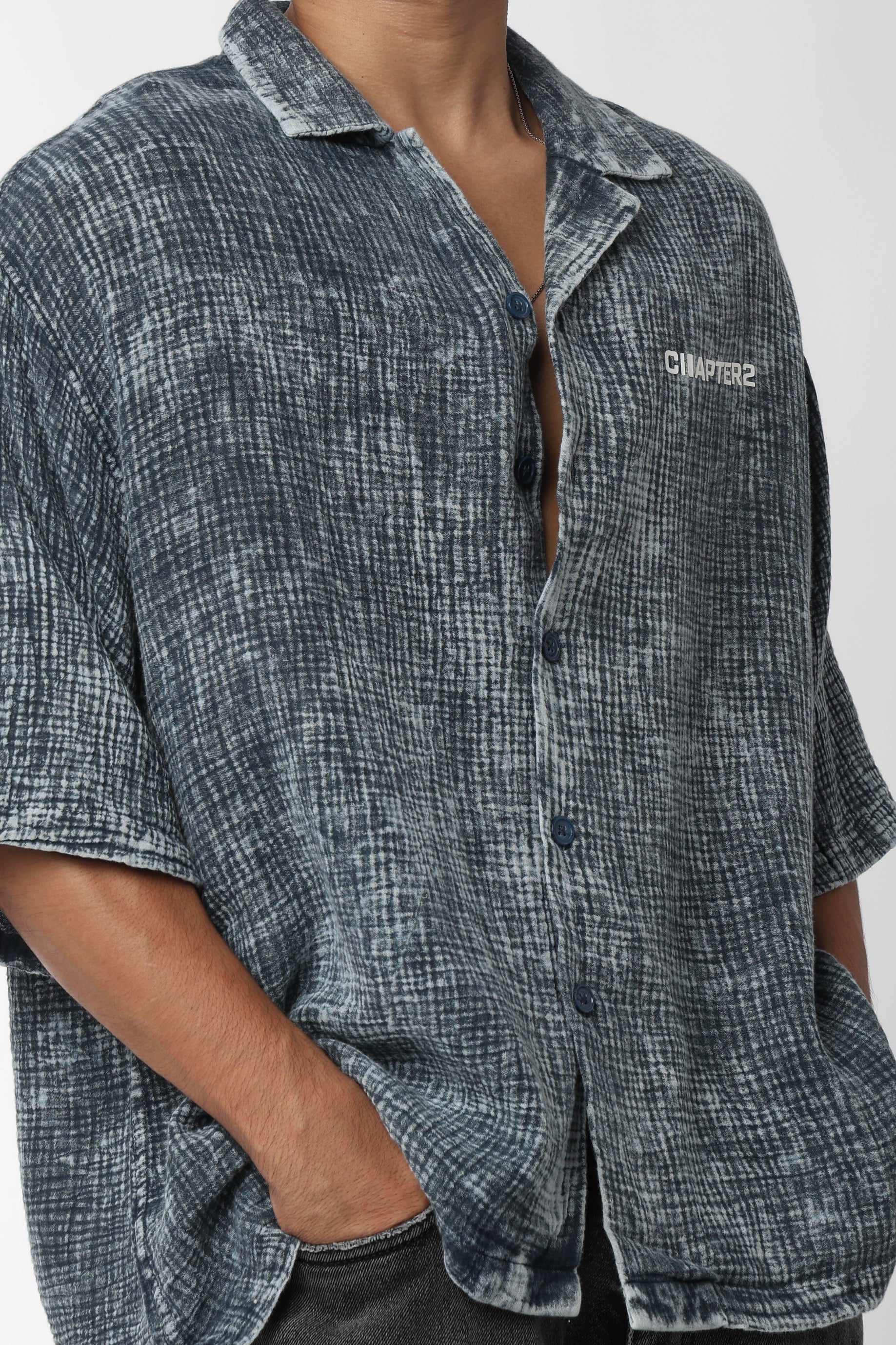 Washed Waffle Blue Shirt