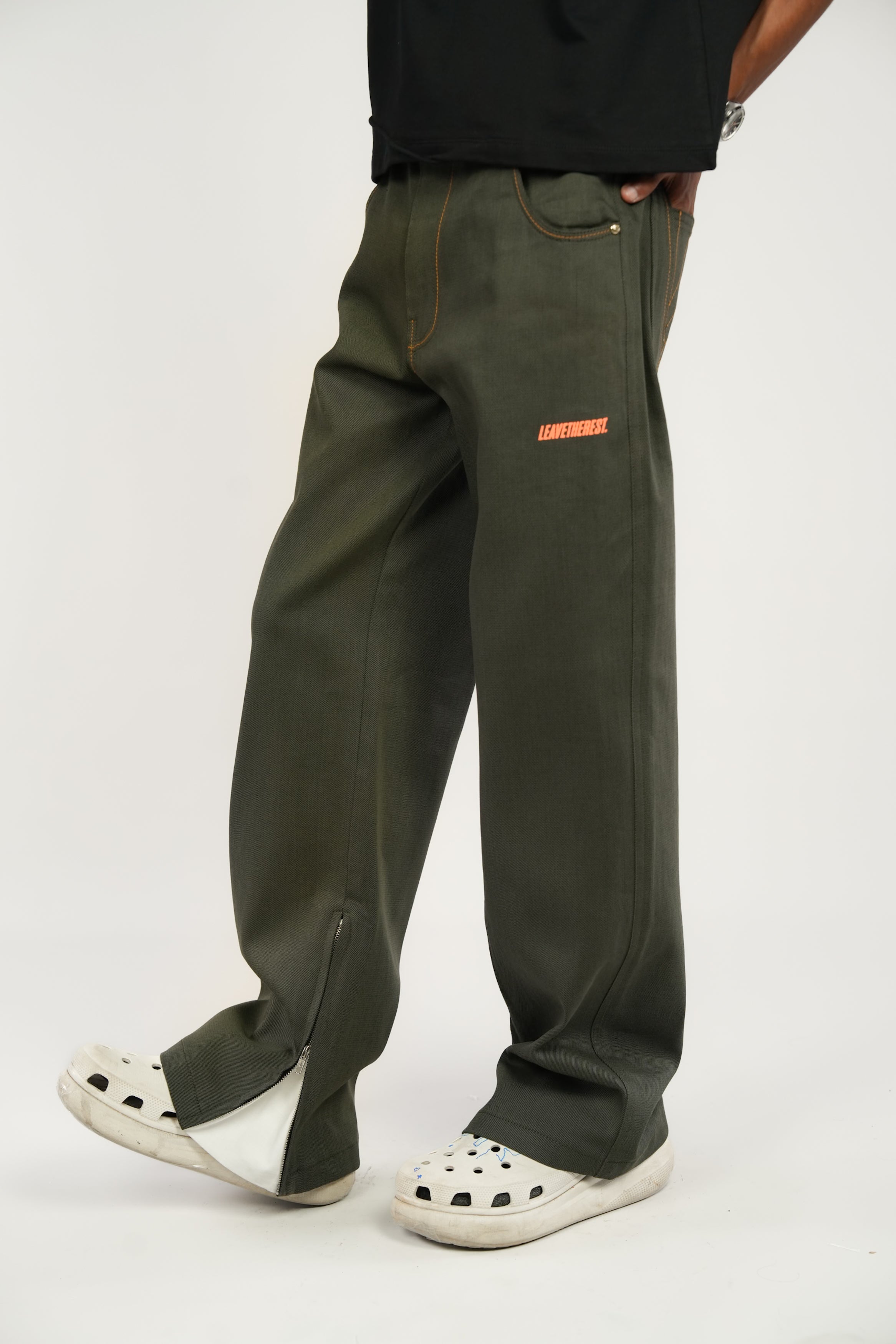 Sunrise Raw Jeans-Army Green