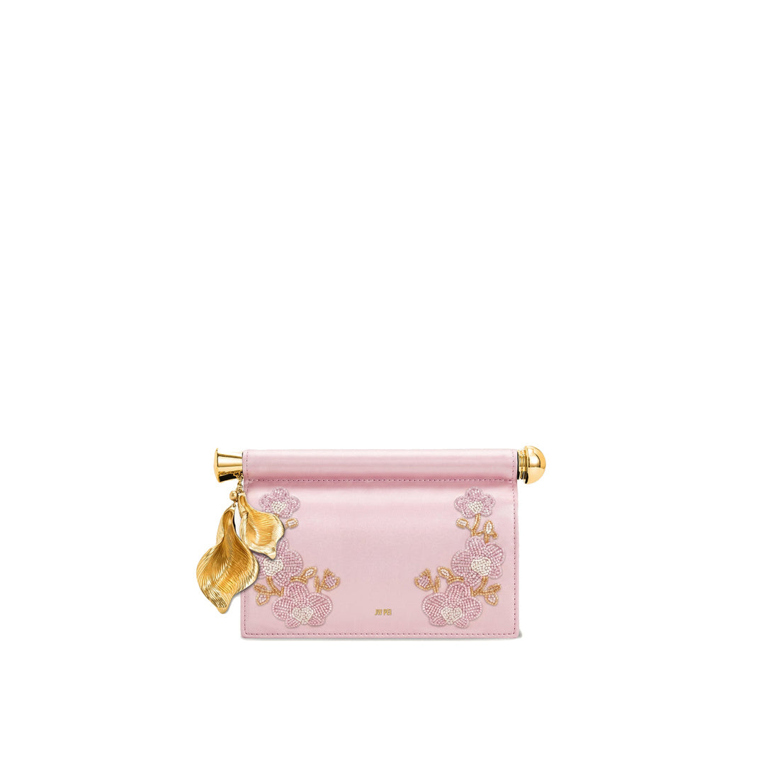 JW PEI Holly Beaded Orchid Metal Pendant Embellished Clutch - Rose Pink