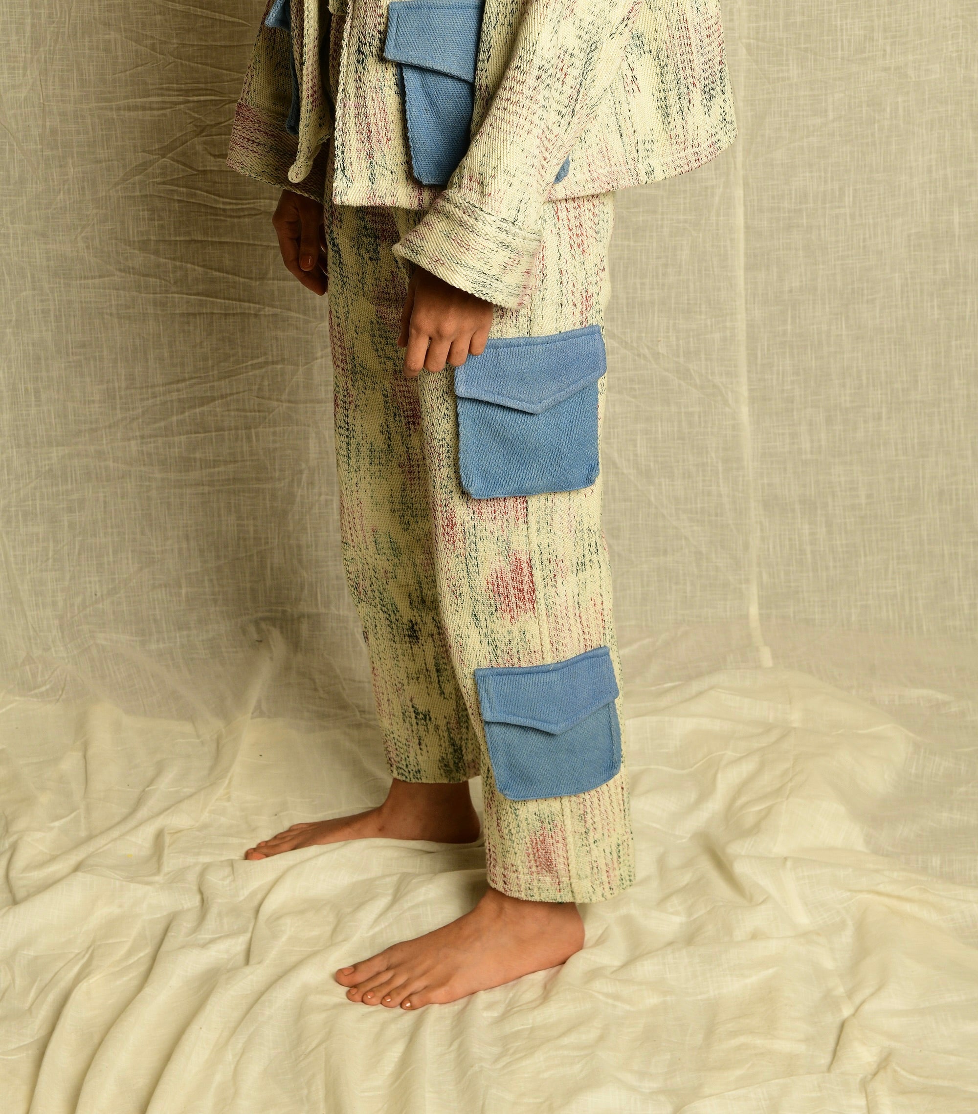 Manjot Singh in FARAK: Handwoven Warp-Printed Pants