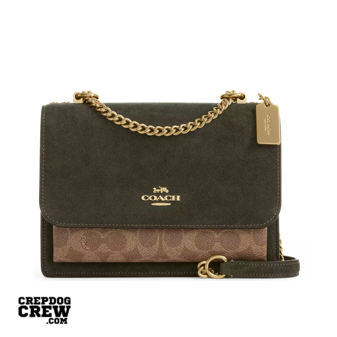 COACH Klare Crossbody Bag In Signature Canvas suede Im Army Green Tan