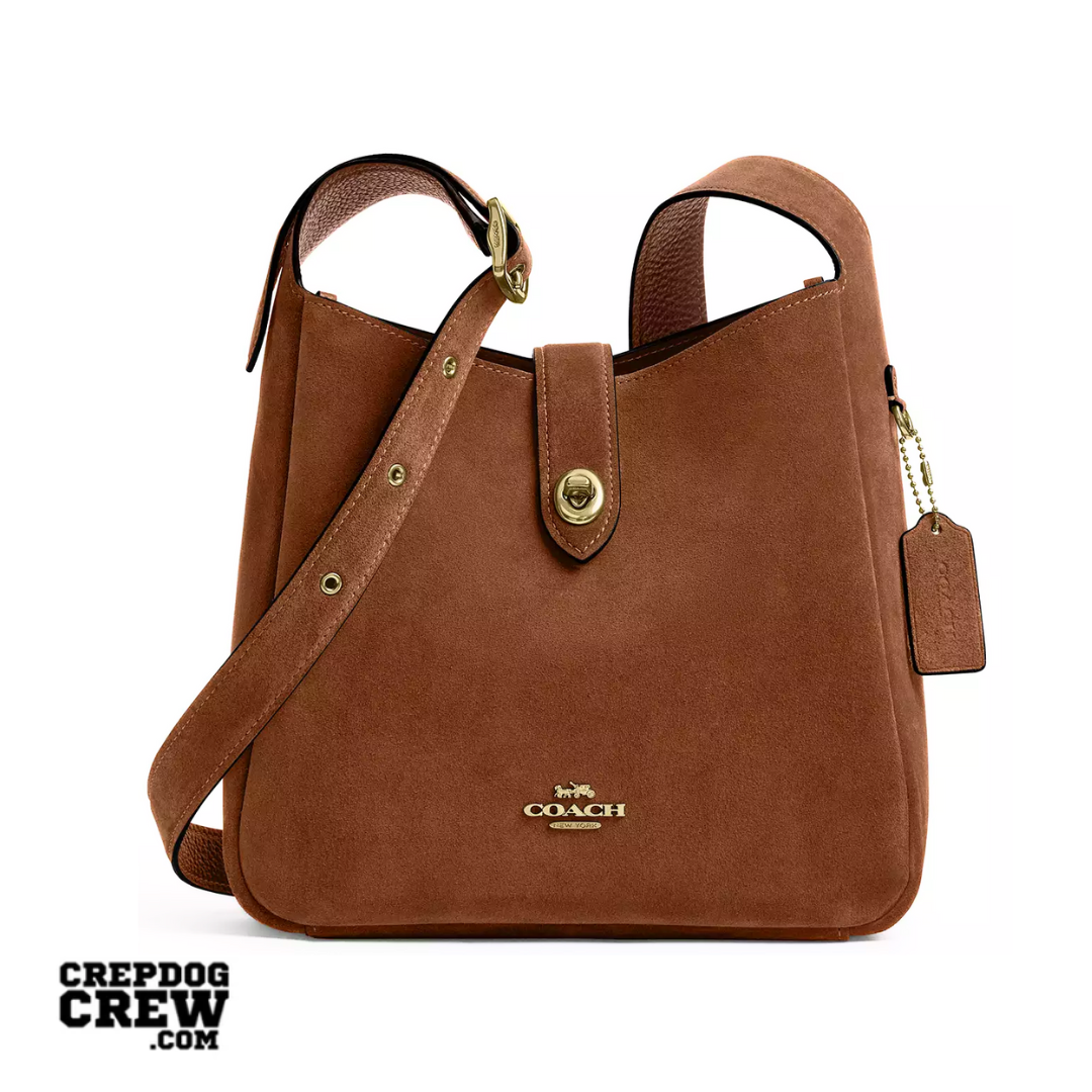COACH Hadley Convertible Crossbody Bag suede Gold Sienna COACH Hadley Convertible Crossbody Bag suede Gold Sienna