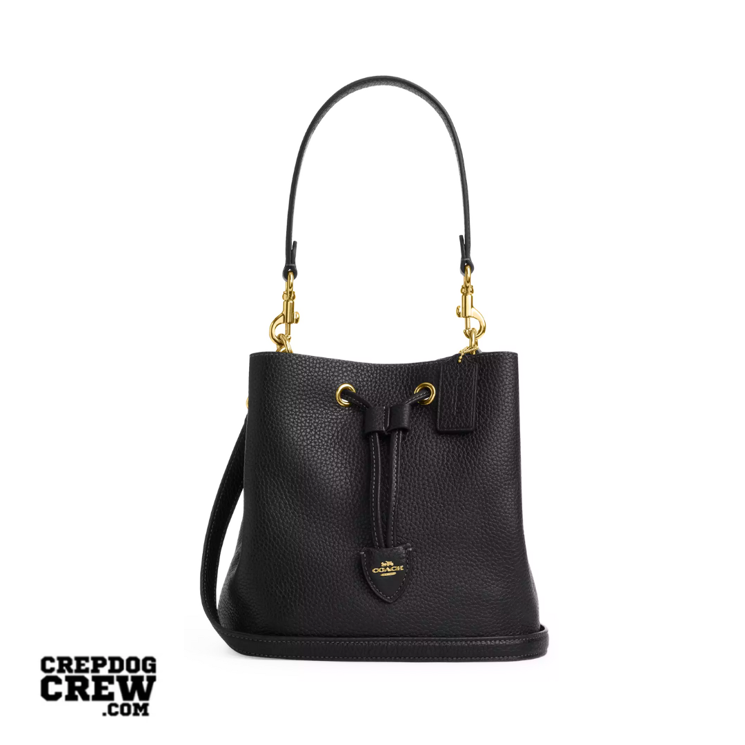 Coach Rowan Bucket Bag pebbled leather Gold Black
