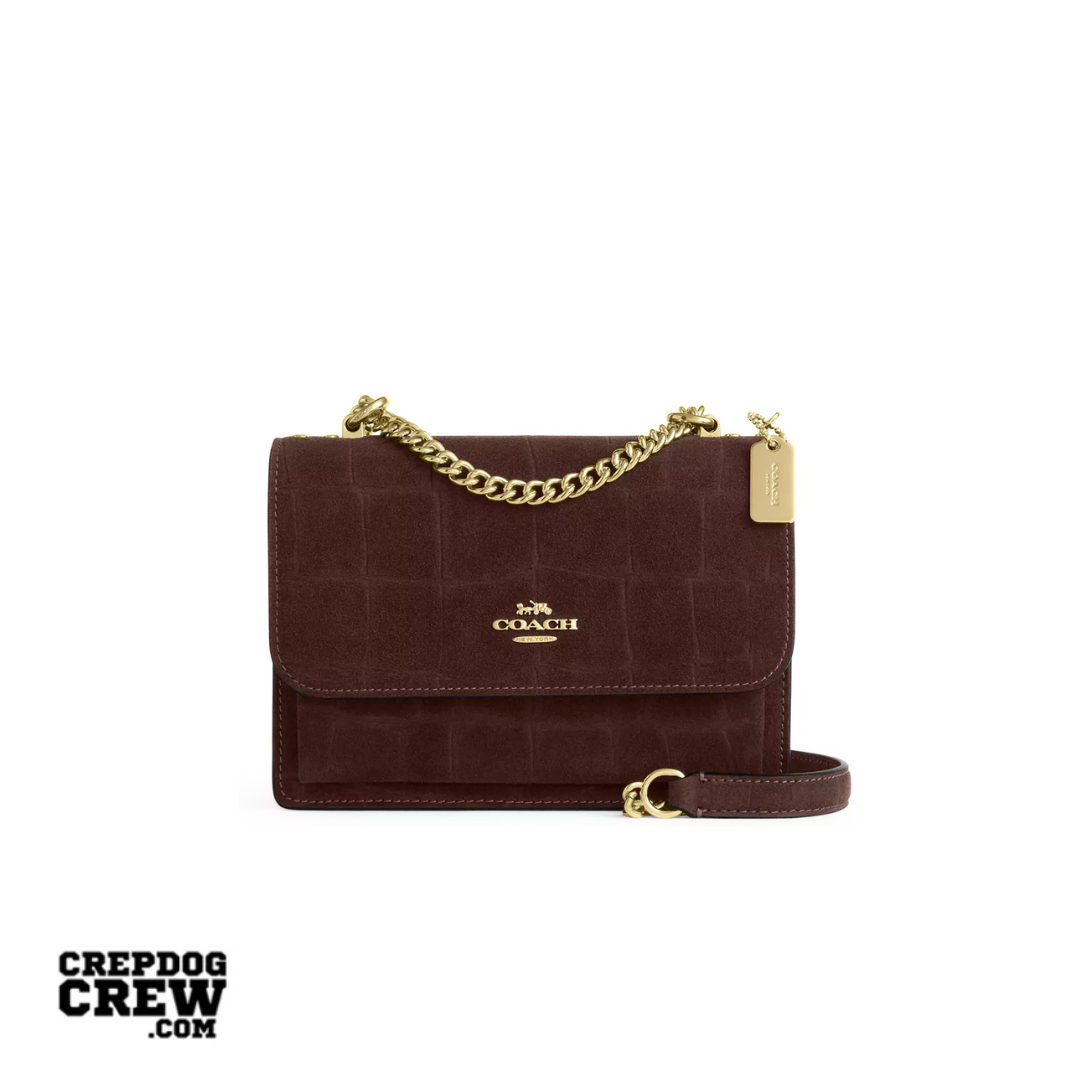 Coach Mini Klare Crossbody Bag embossed crocodile Gold Maple