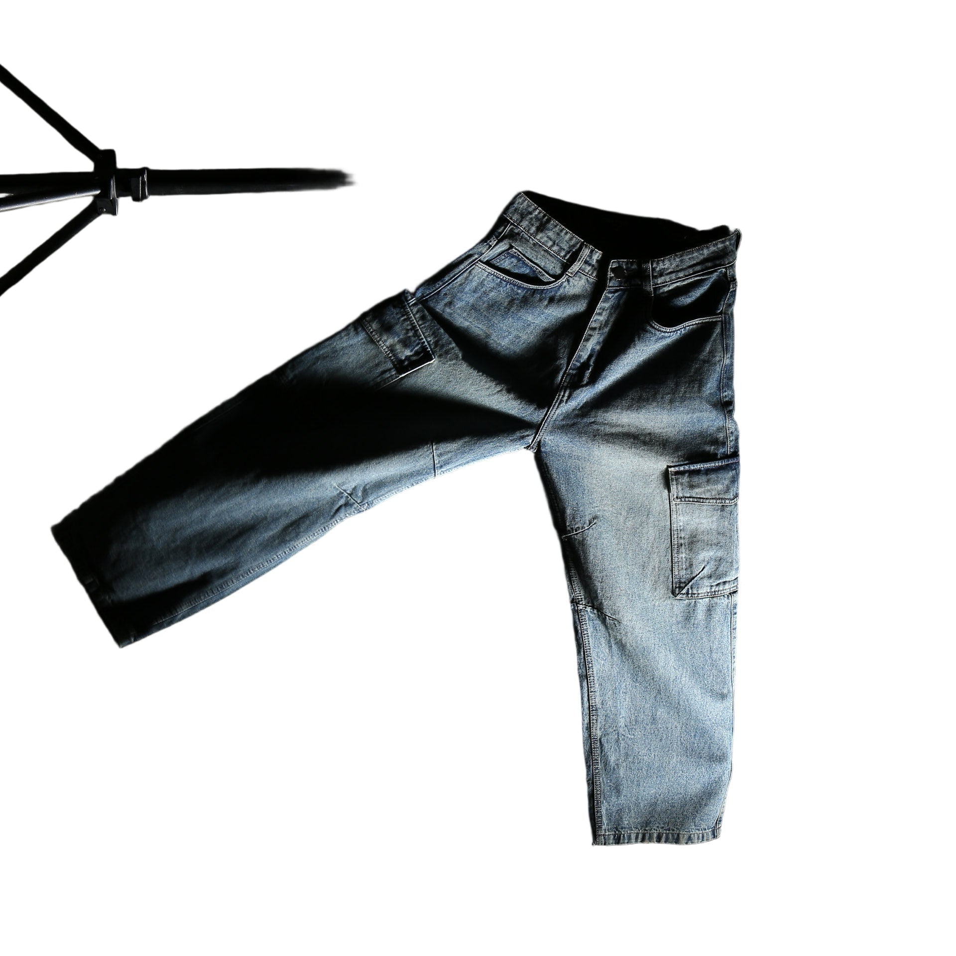 Stone Wash Denim Cargos