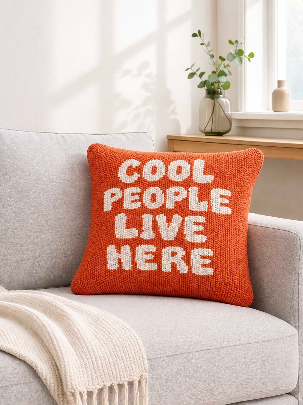 Cool People Live here Orange cushion cover