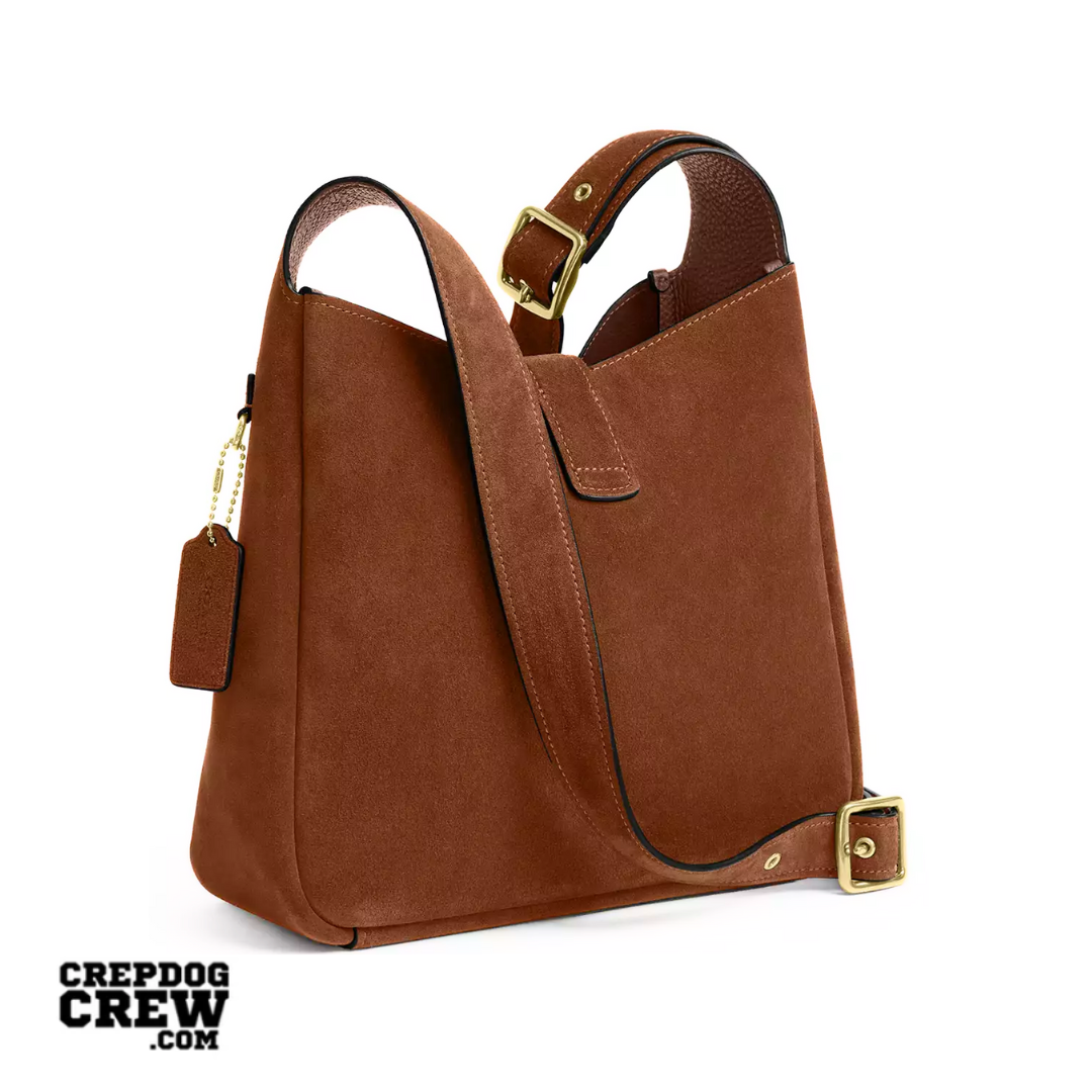 COACH Hadley Convertible Crossbody Bag suede Gold Sienna