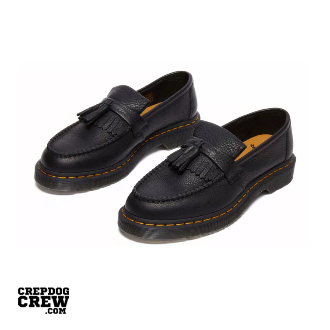 Dr. Martens Adrian Yellow Stitch Ambassador Leather Loafers Black