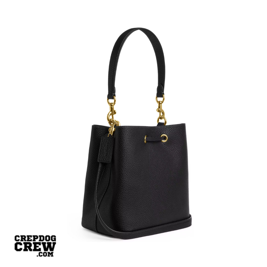 Coach Rowan Bucket Bag pebbled leather Gold Black