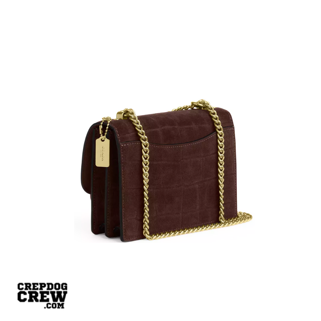 Coach Mini Klare Crossbody Bag embossed crocodile Gold Maple