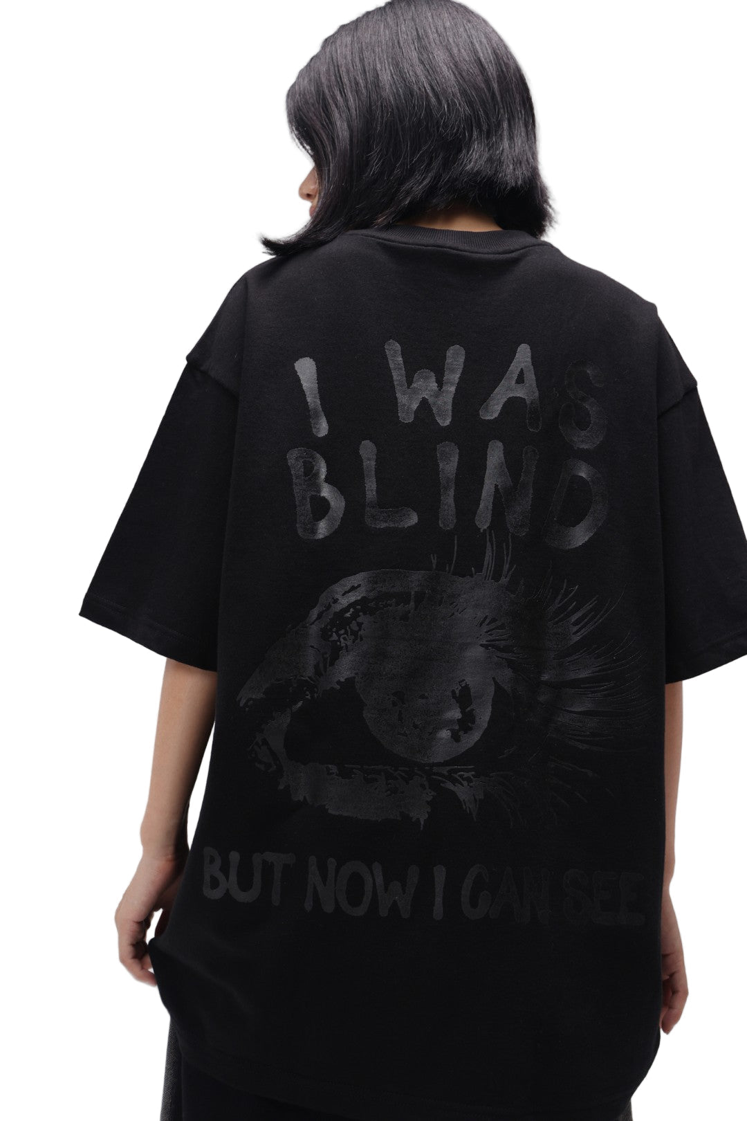 CERISE BLACK I WAS BLIND OVERSIZED TEE
