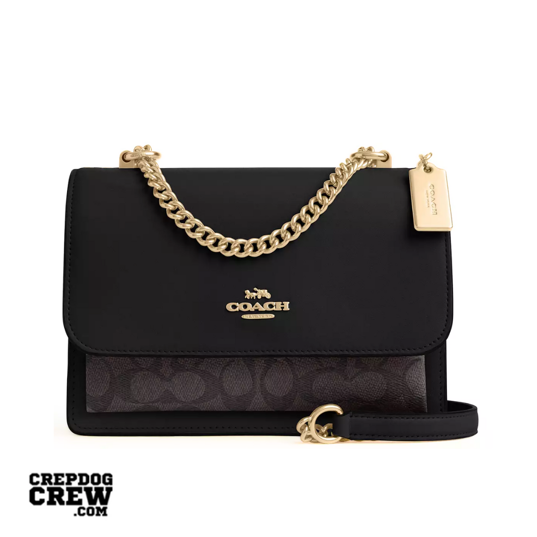 COACH Klare Crossbody Bag In Signature Canvas Gold Walnut Black